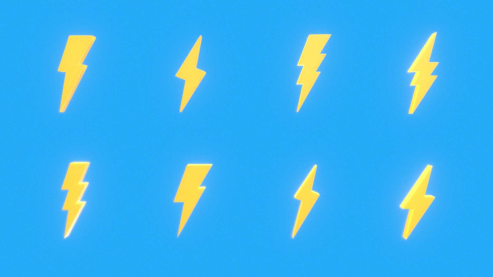 Lightning bolt symbols Buy Royalty Free 3D model by CzernO