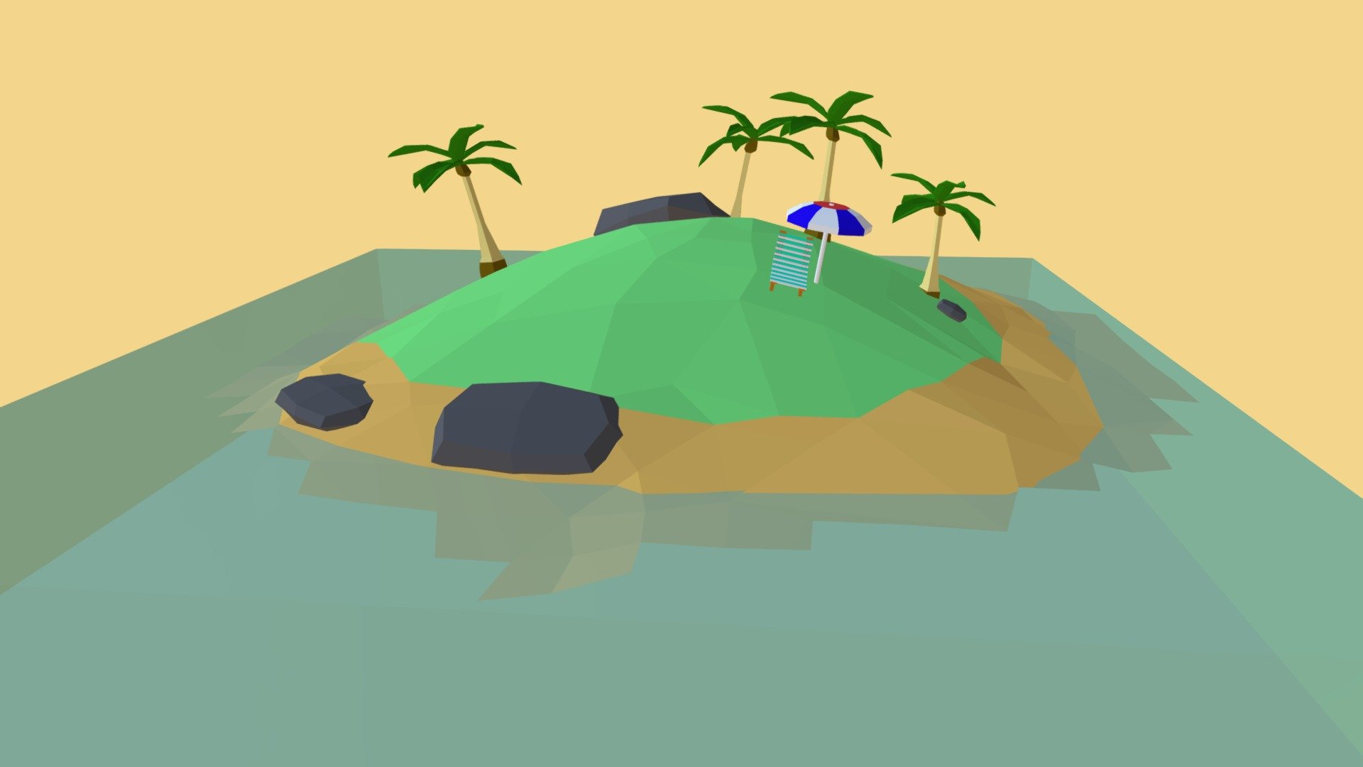 Low Poly Beach Blender 3D model by Bijahika [65ea94a] Sketchfab