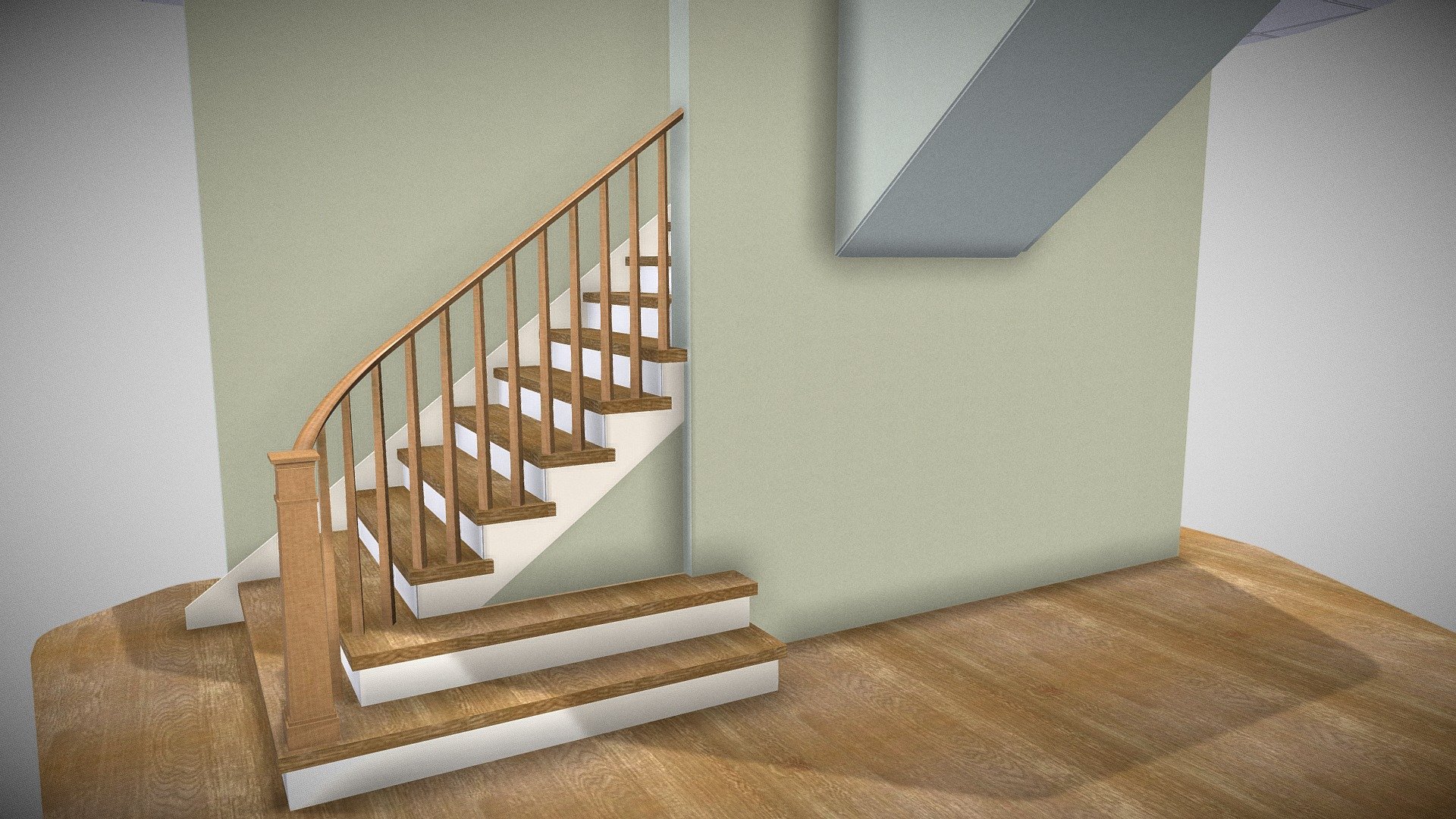 Tapered balusters in 45 degrees 3D model by 3D Software for Stair