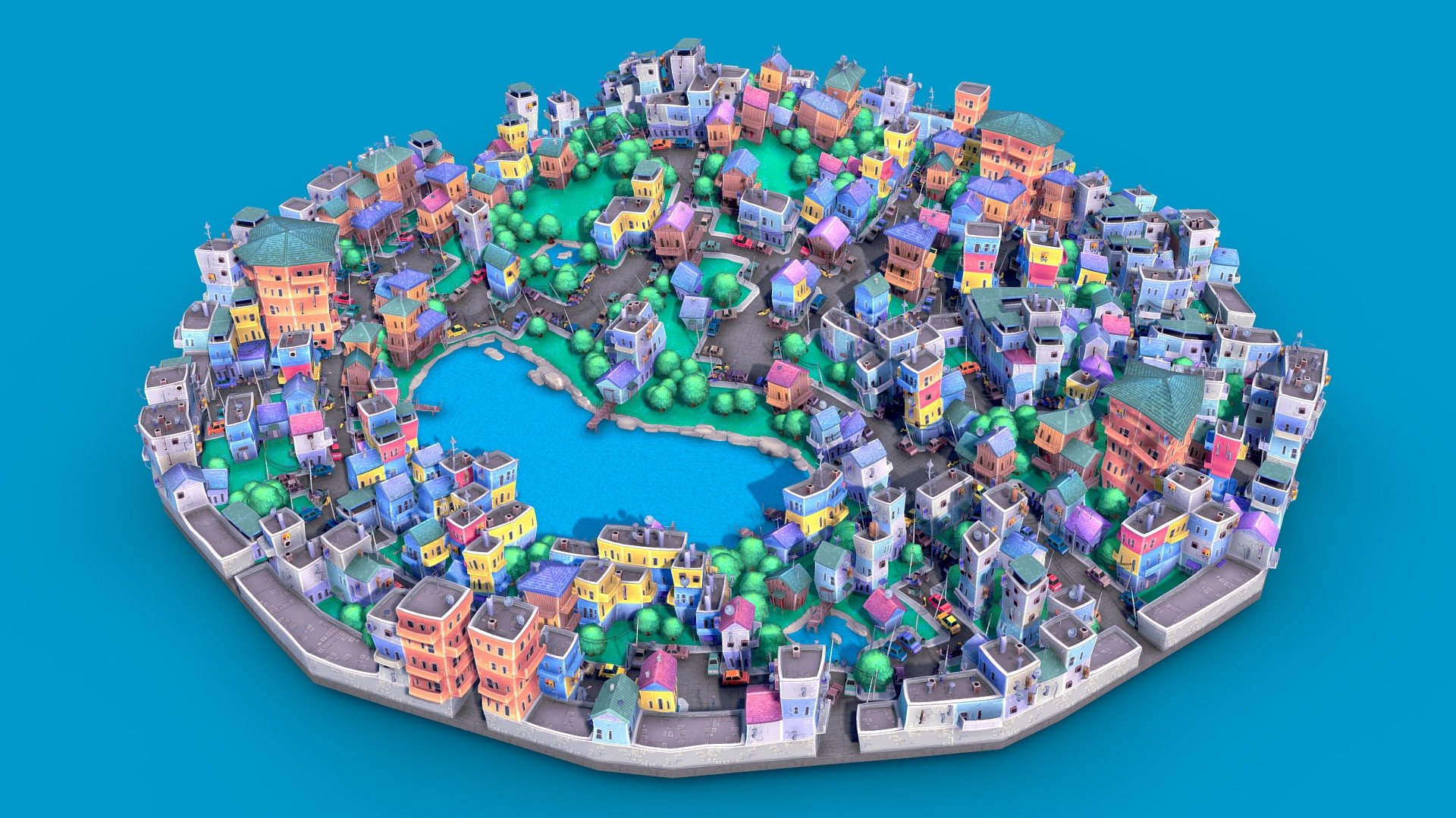 Zany Town (Procedural Generation) 3D model by jamiller [7fed8f3