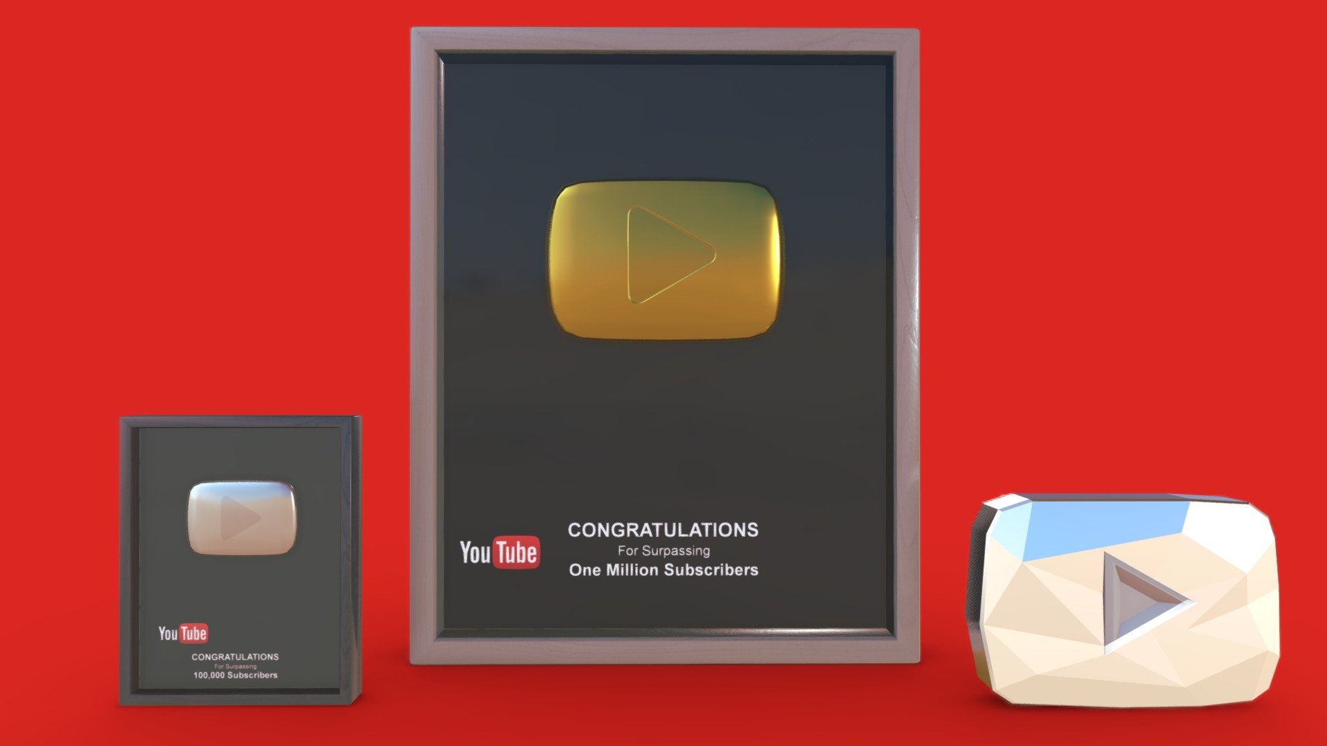 YouTube Play Buttons (old) Buy Royalty Free 3D model by Unconid