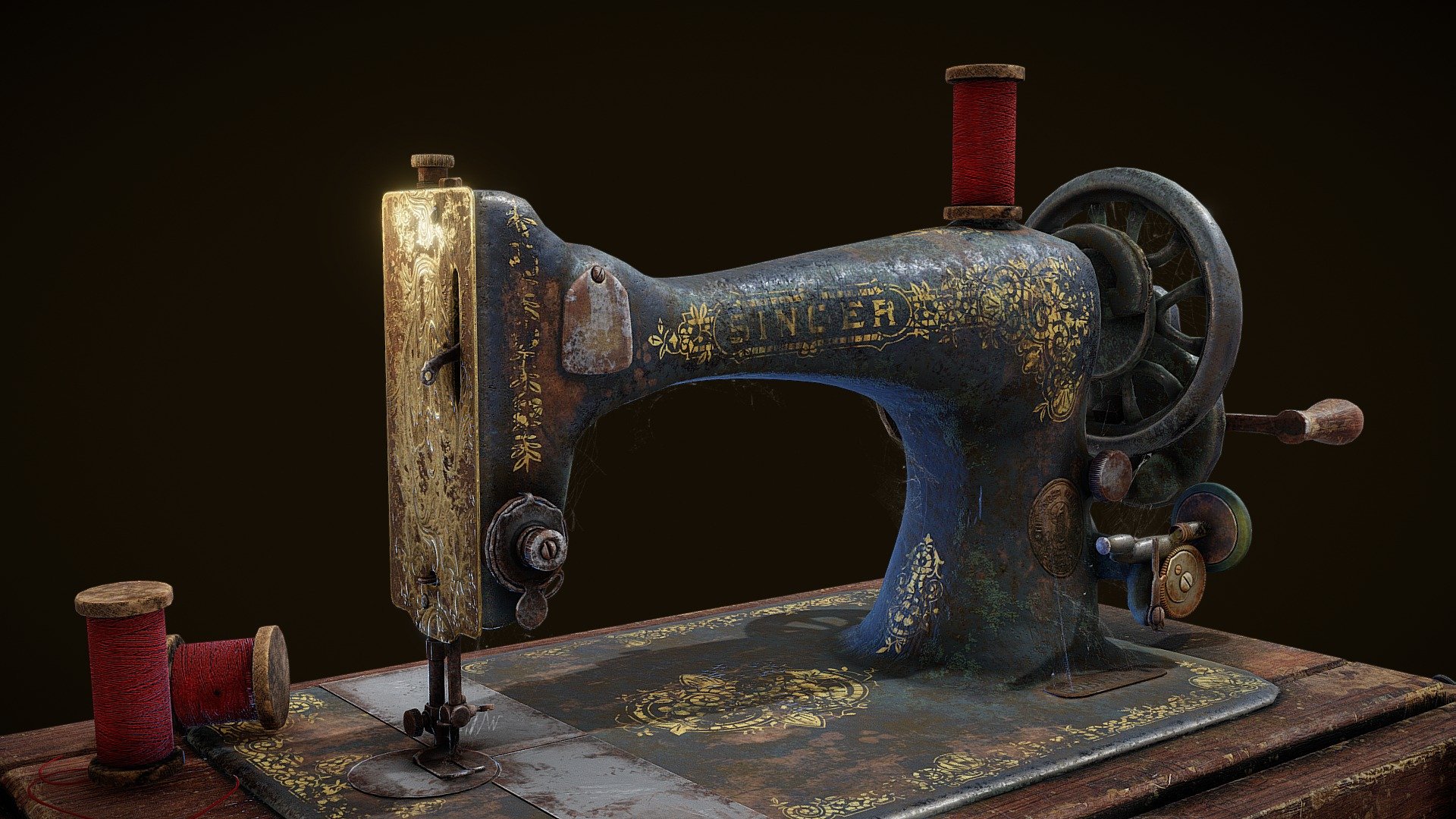 Antique 1892 Vintage Sewing Machine Buy Royalty Free 3D model by Ryan