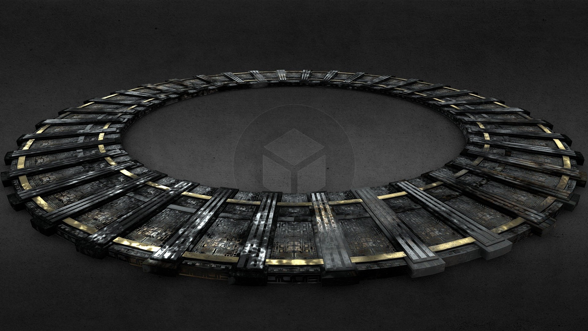Goa'uld ring platform v1 burned (Low poly) Download Free 3D model by