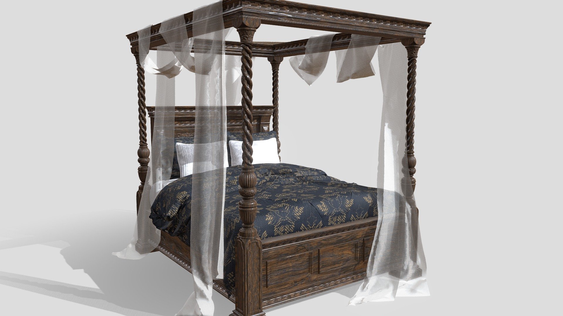 FourPoster Canopy Bed Buy Royalty Free 3D model by Michaela