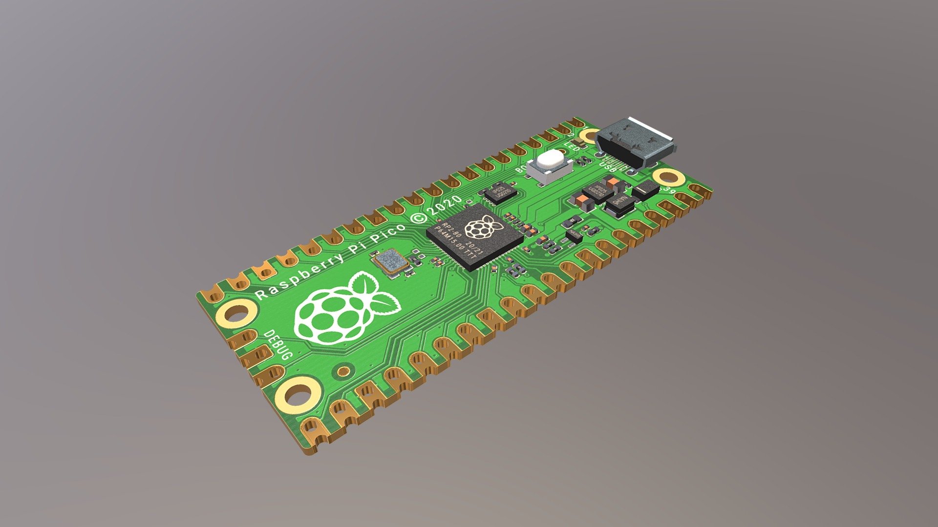 Raspberry pi pico 3D model by [b282bd4] Sketchfab