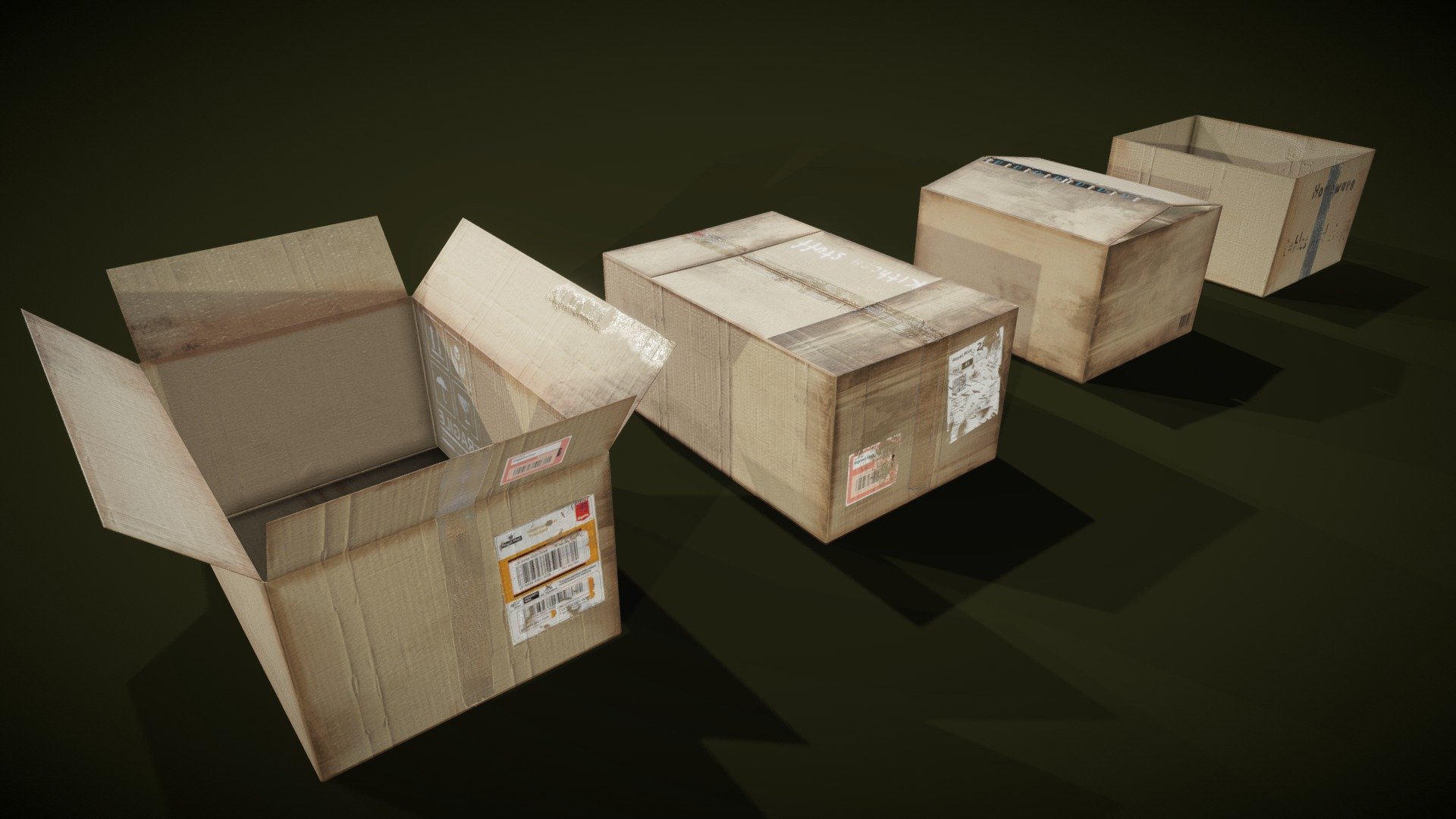 old cardboard boxes Buy Royalty Free 3D model by Sousinho [b5368bf