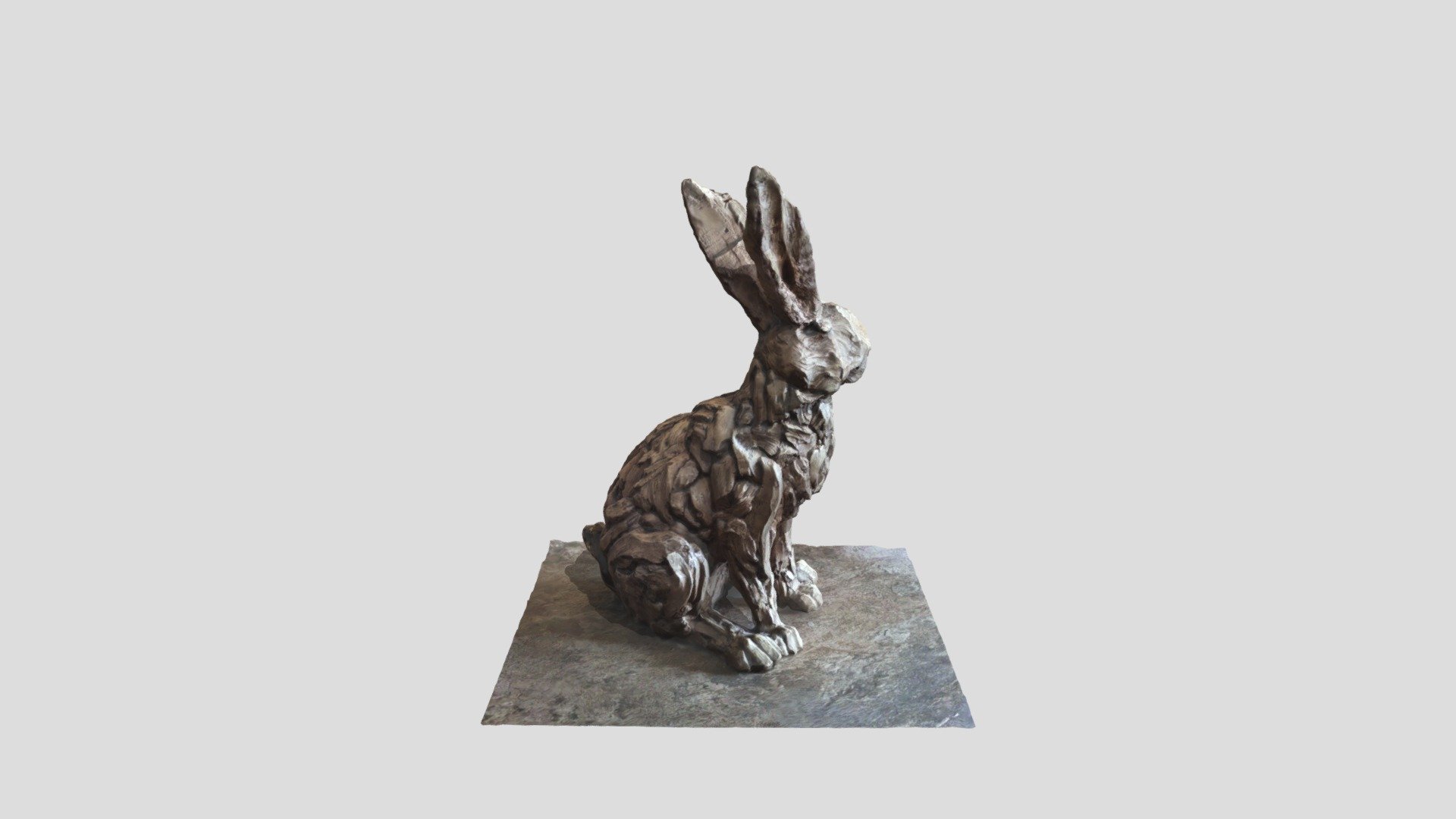 Wooden bunny rabbit statue 3D model by TrueDroneFlightPhotography
