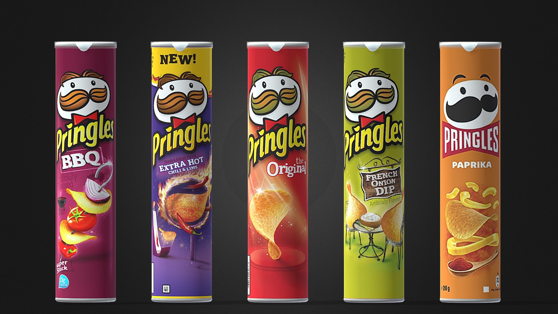 Pringles Cans 5 Different Flavours GAMEREADY Download Free 3D