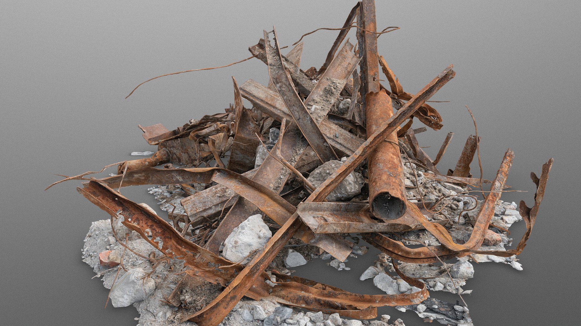 Rusty steel scrap pile Download Free 3D model by matousekfoto