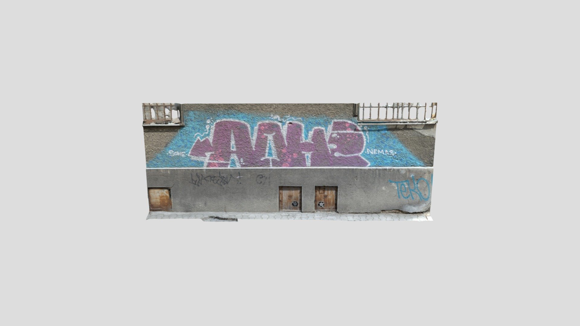 Facade with graffiti Buy Royalty Free 3D model by Kulizayo [c2d67e7
