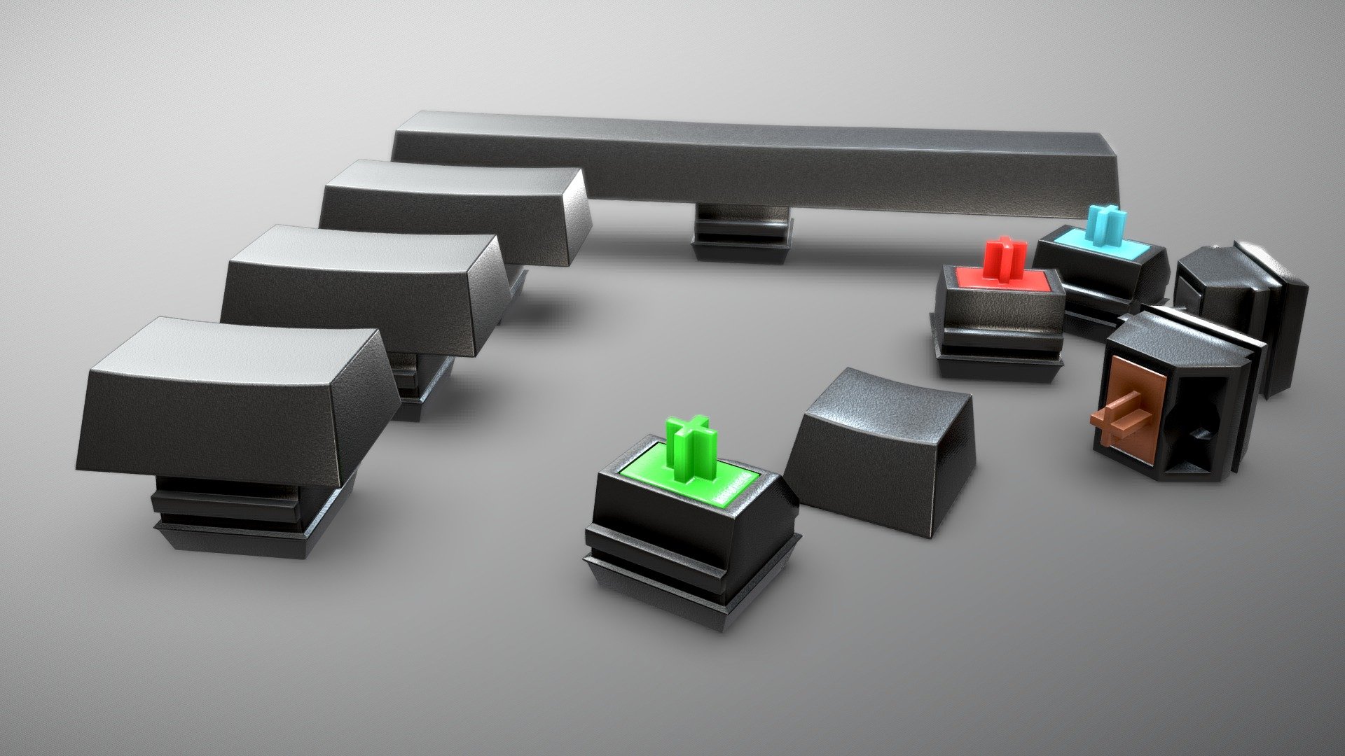Mechanical Keys for a Keyboard Keycaps Switches Buy Royalty Free 3D