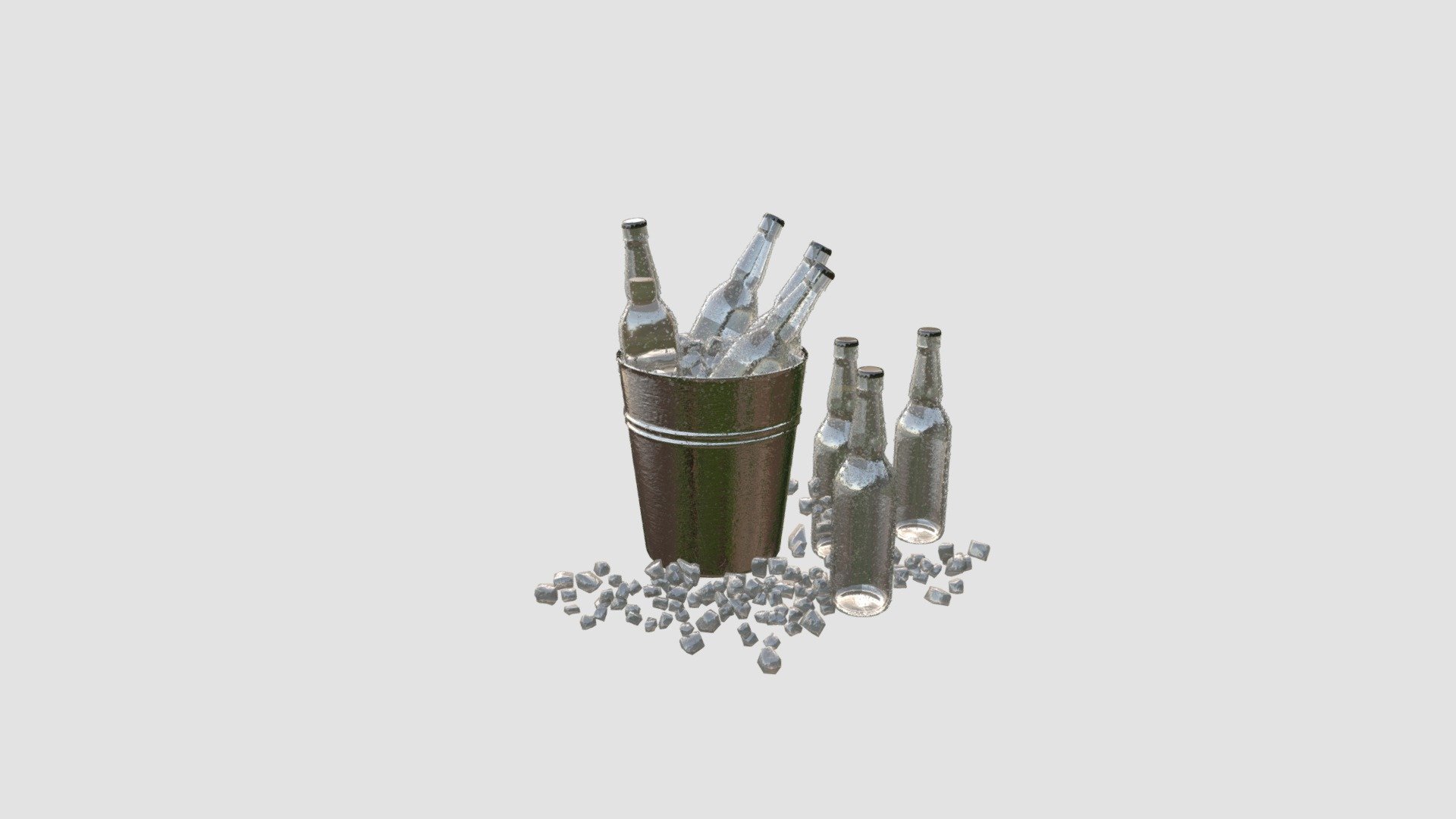 drink bottles ice bucket Buy Royalty Free 3D model by Evermotion