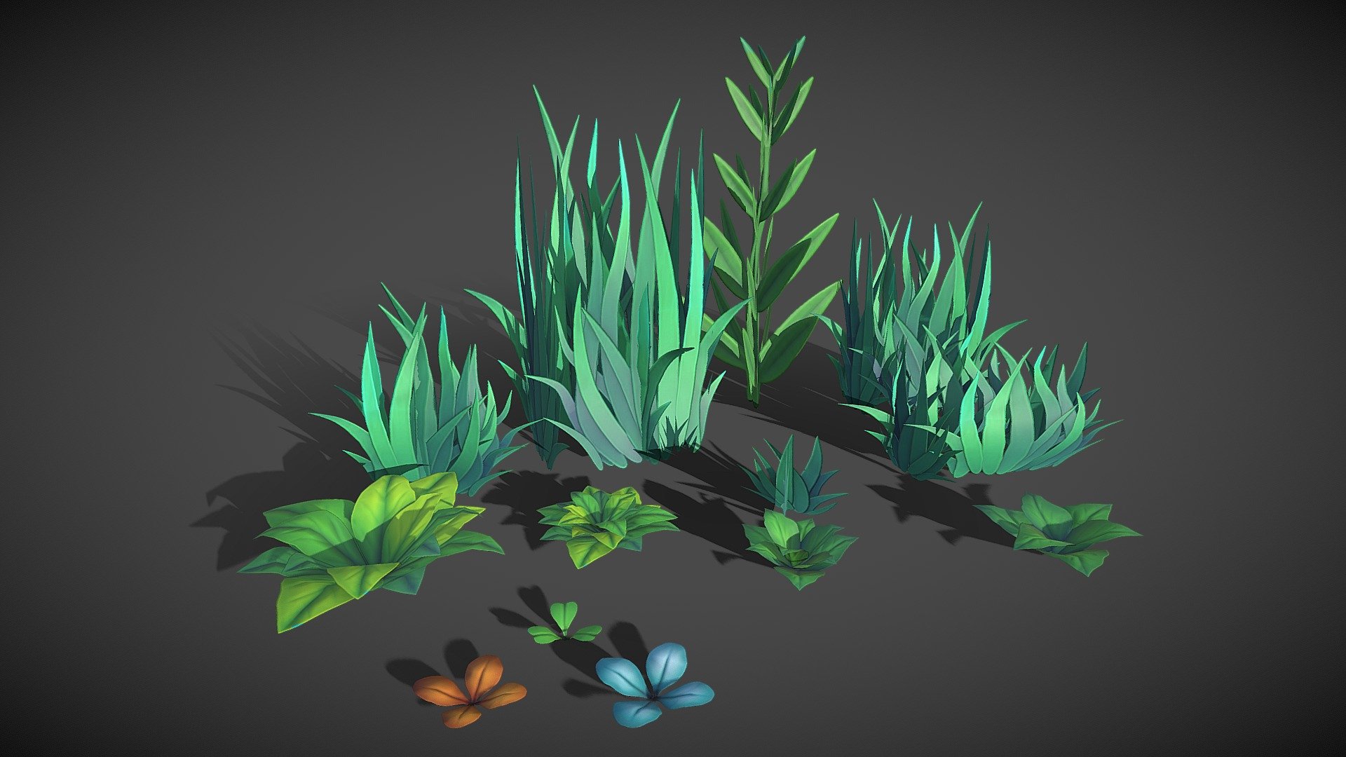 Stylized grass and plants Buy Royalty Free 3D model by MarcRojas