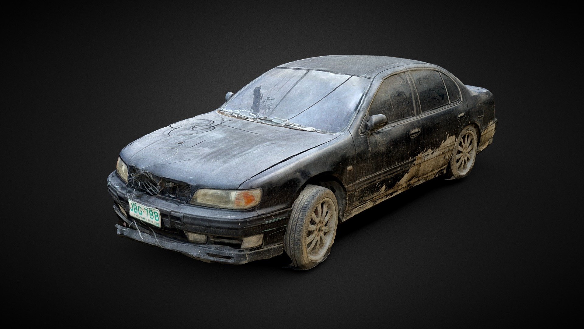 Abandoned Black Dirty Car 3D Scan Buy Royalty Free 3D model by Alben Tan (albentan2012