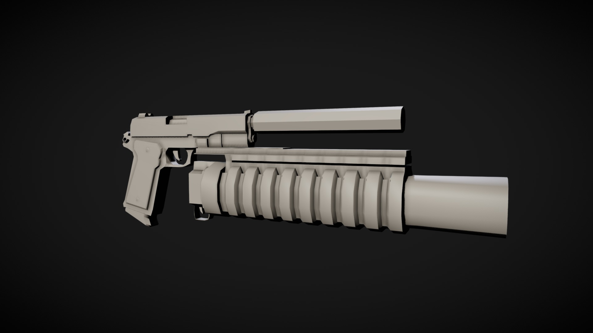 M1911S with underbarrel grenade launcher Download Free 3D model by