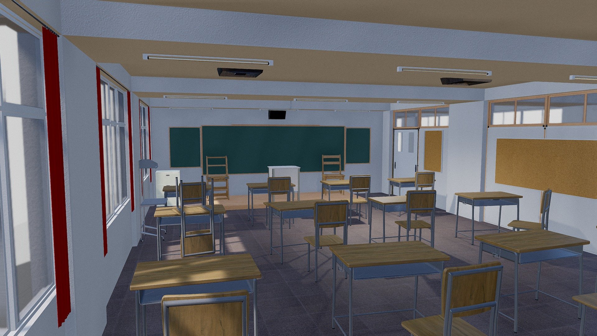 Classroom Buy Royalty Free 3D model by Studio Lab (studiolab.dev