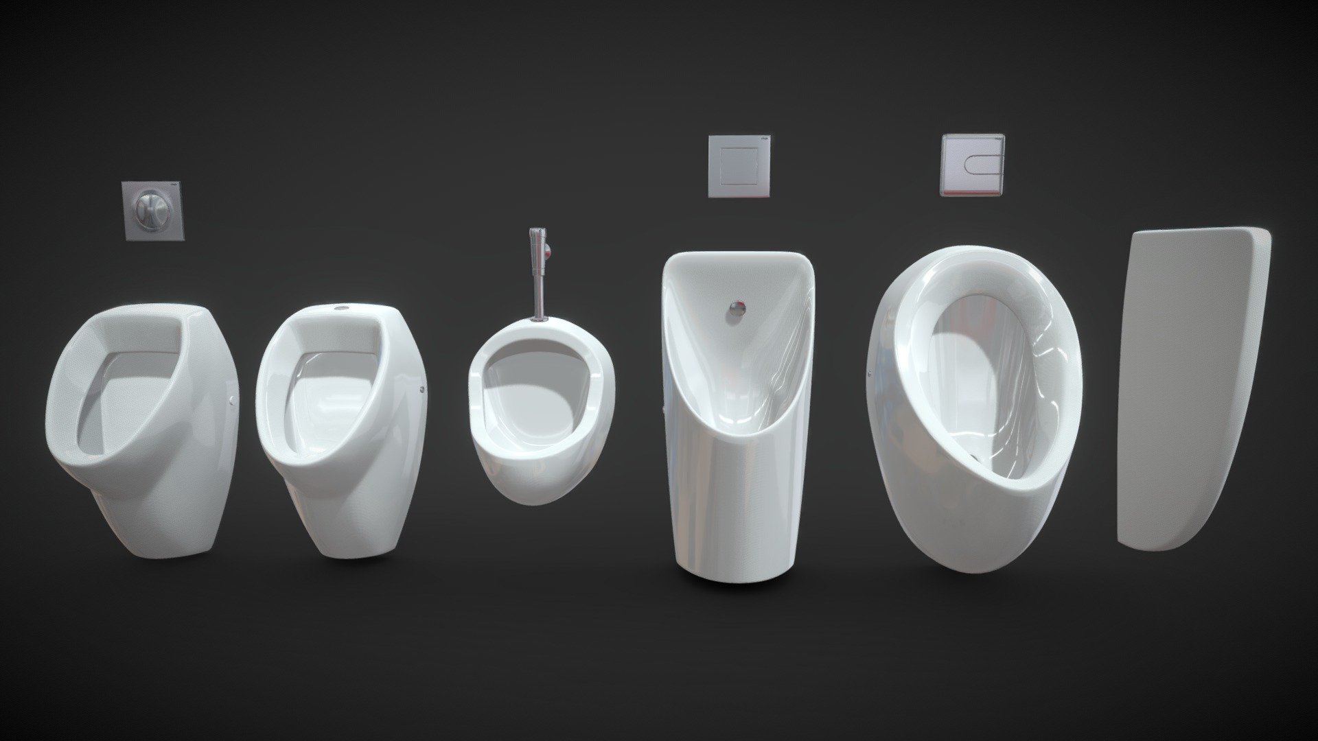 Urinals Cersanit set 74 Buy Royalty Free 3D model by madMIX [d8e1b04