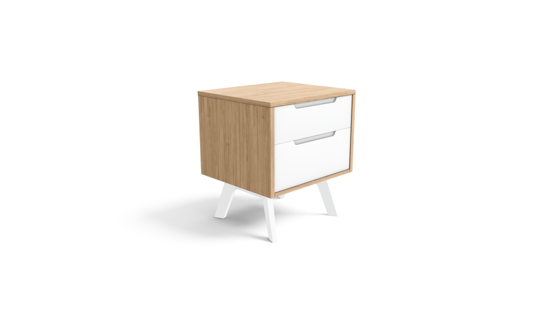 Jenson Bedside Table, White and Oak Download Free 3D model by MADE