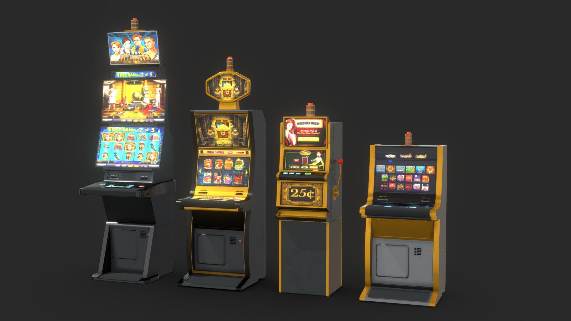 Slot Machines Pack Buy Royalty Free 3D model by Unreal Designer