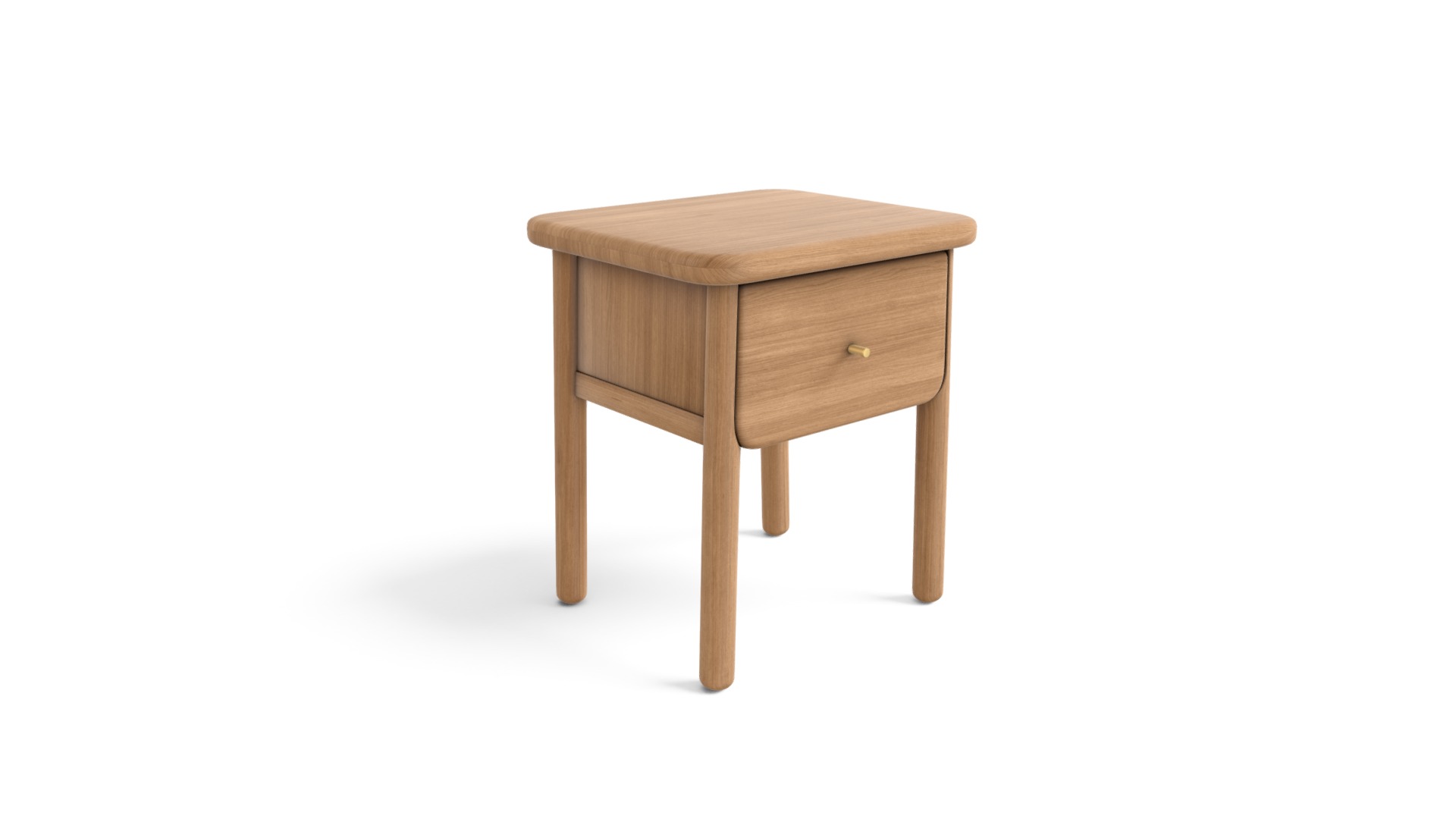 Jonah Small Bedside Table, Oak and Brass Download Free 3D model by
