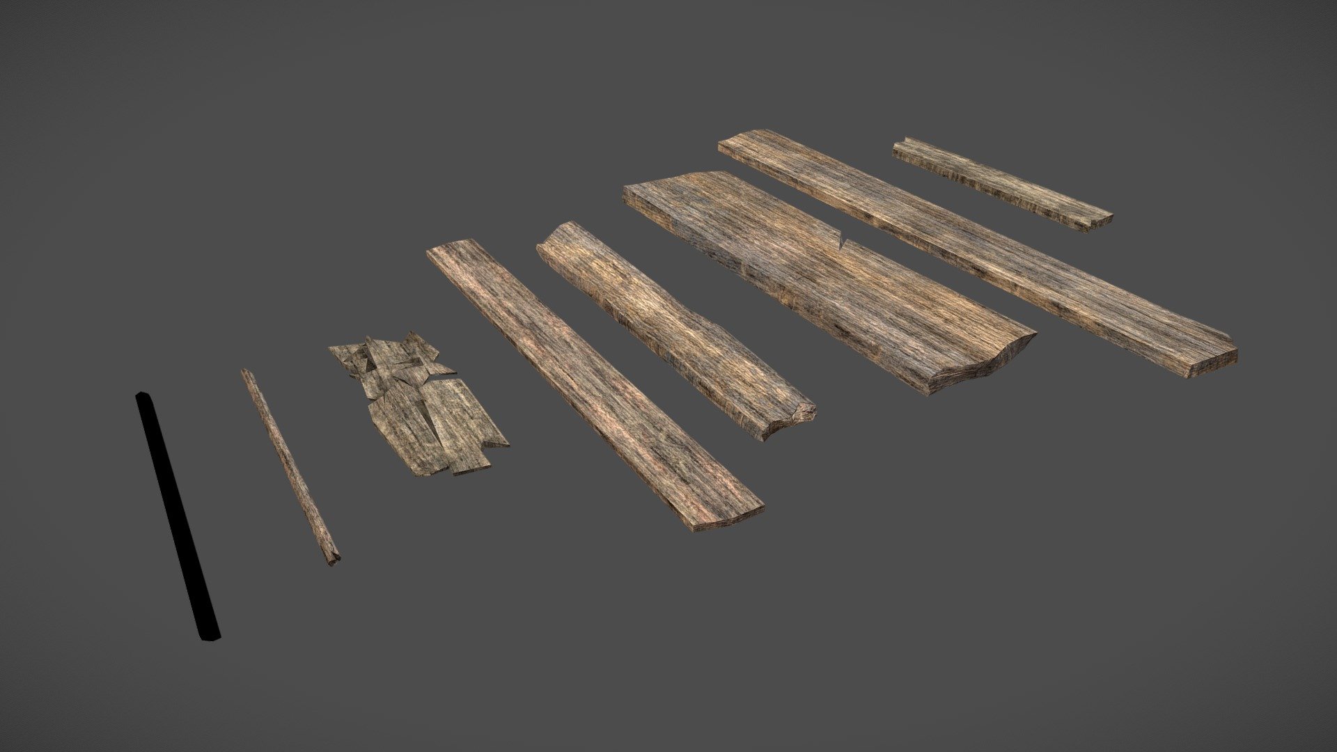 Simple Wood Planks Debris Pack Download Free 3D model by Luka Feric