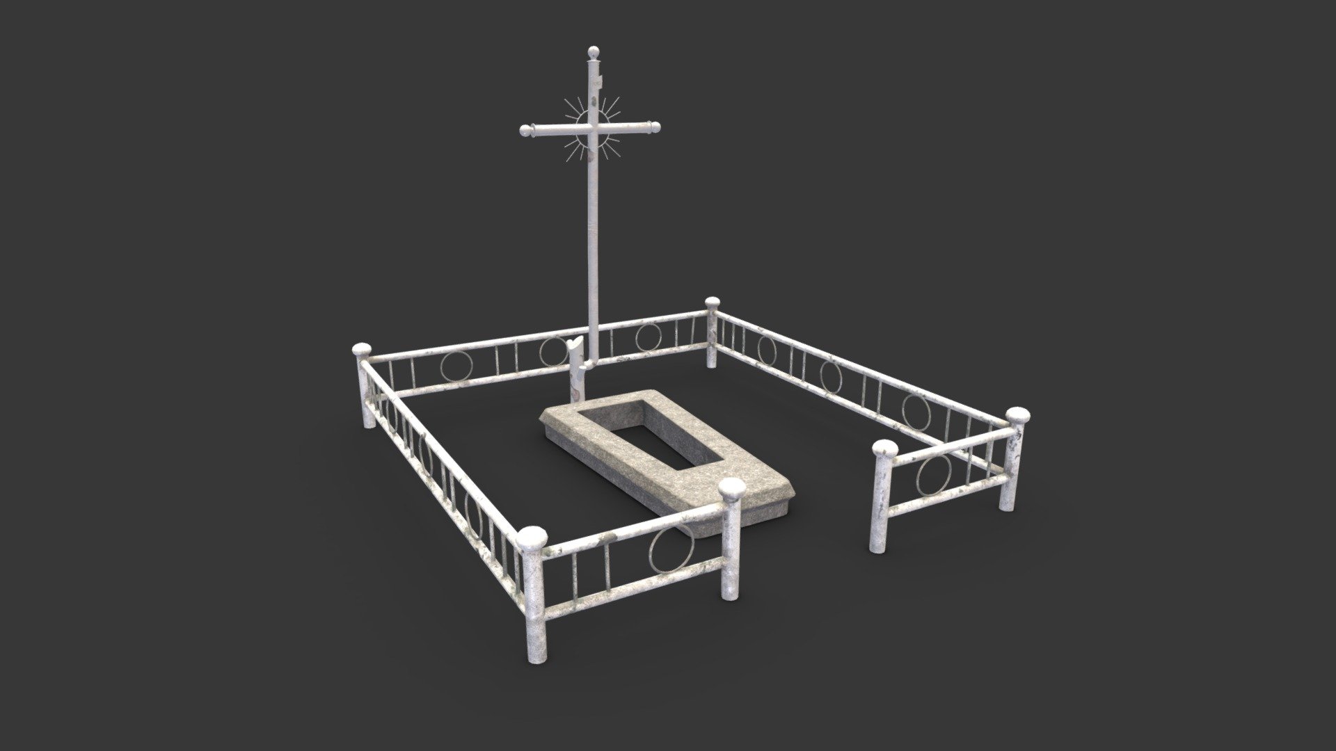 White Fenced Grave Game Assets Buy Royalty Free 3D model by