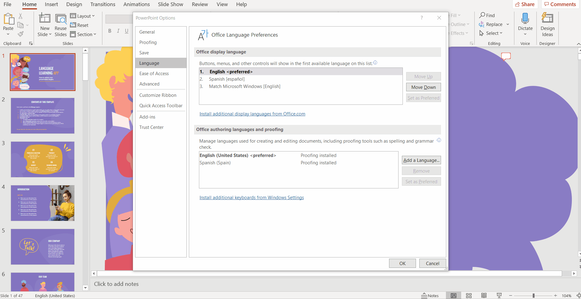 How to Change the Display Language in PowerPoint Tutorial