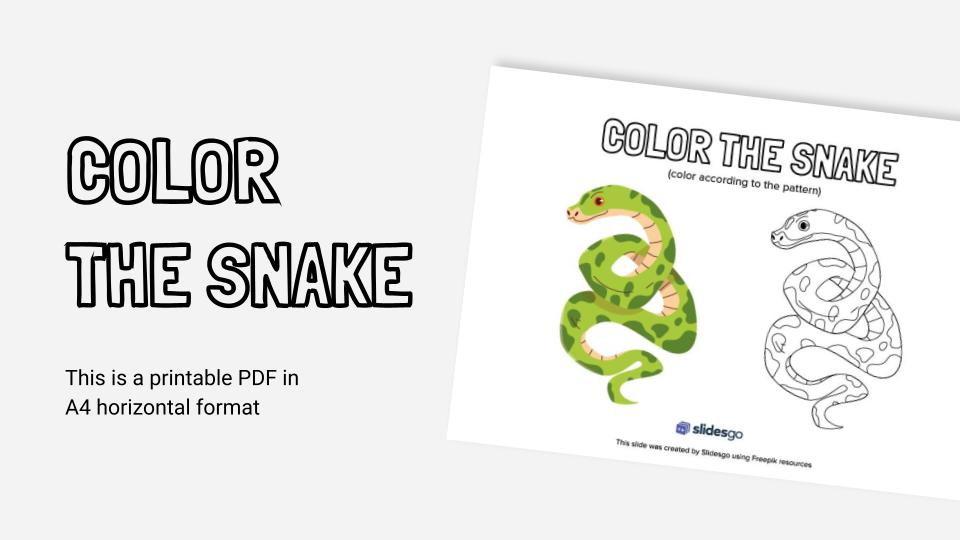 Color The Snake Printable coloring worksheet