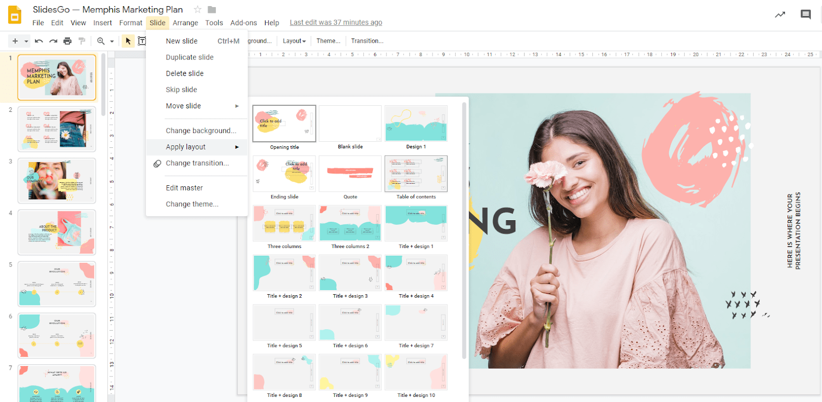 How to Change the Design in Google Slides Tutorial