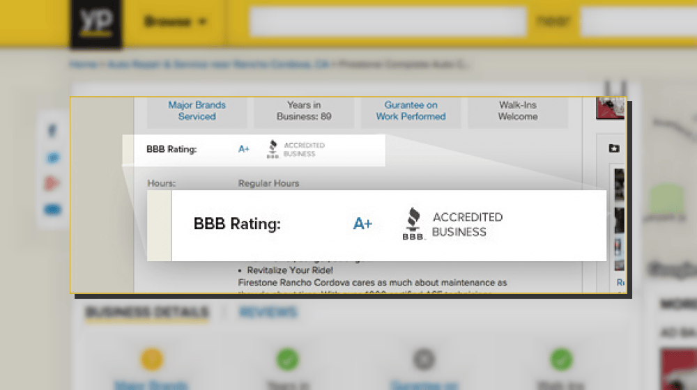 BBB Ratings Now Appear on YP Business Listings Small
