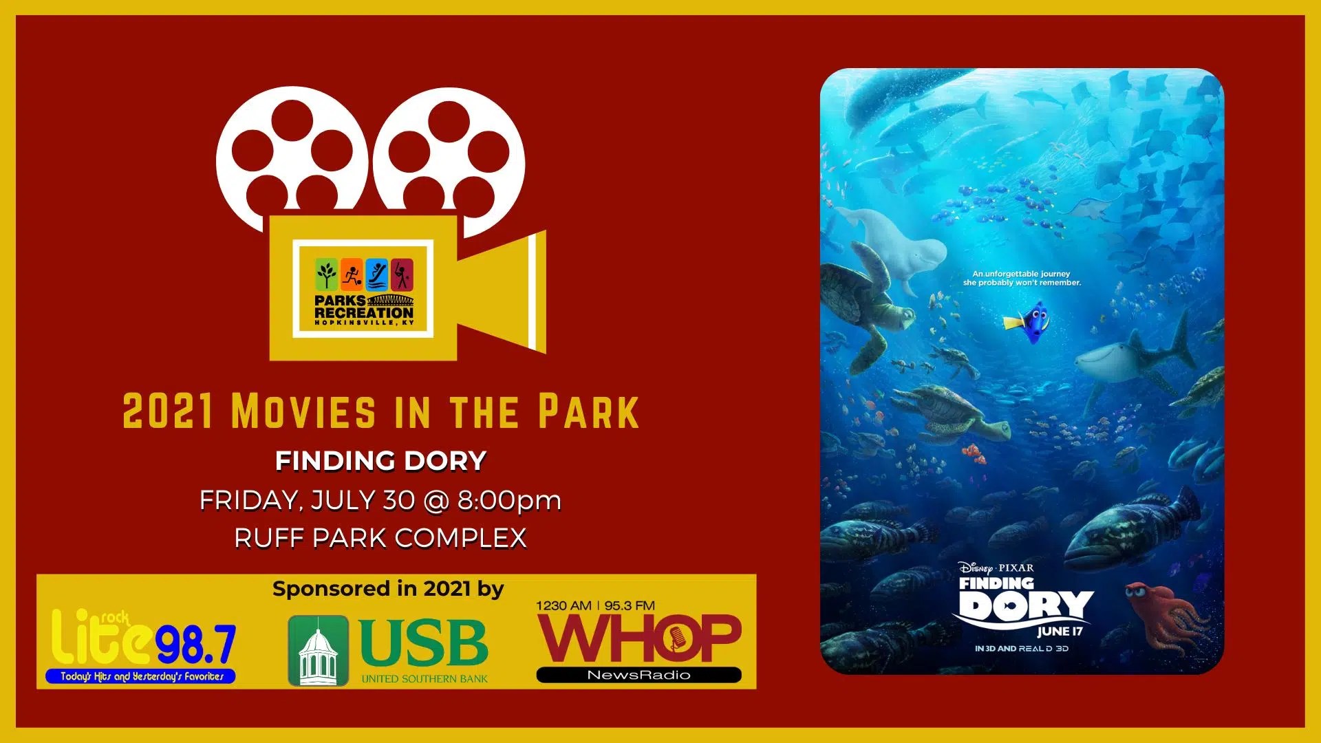 All Hopkinsville Ky Events On Dec 8 2023 Movies In The Park Continues Friday With Finding Dory | Whop 1230 Am | News Radio