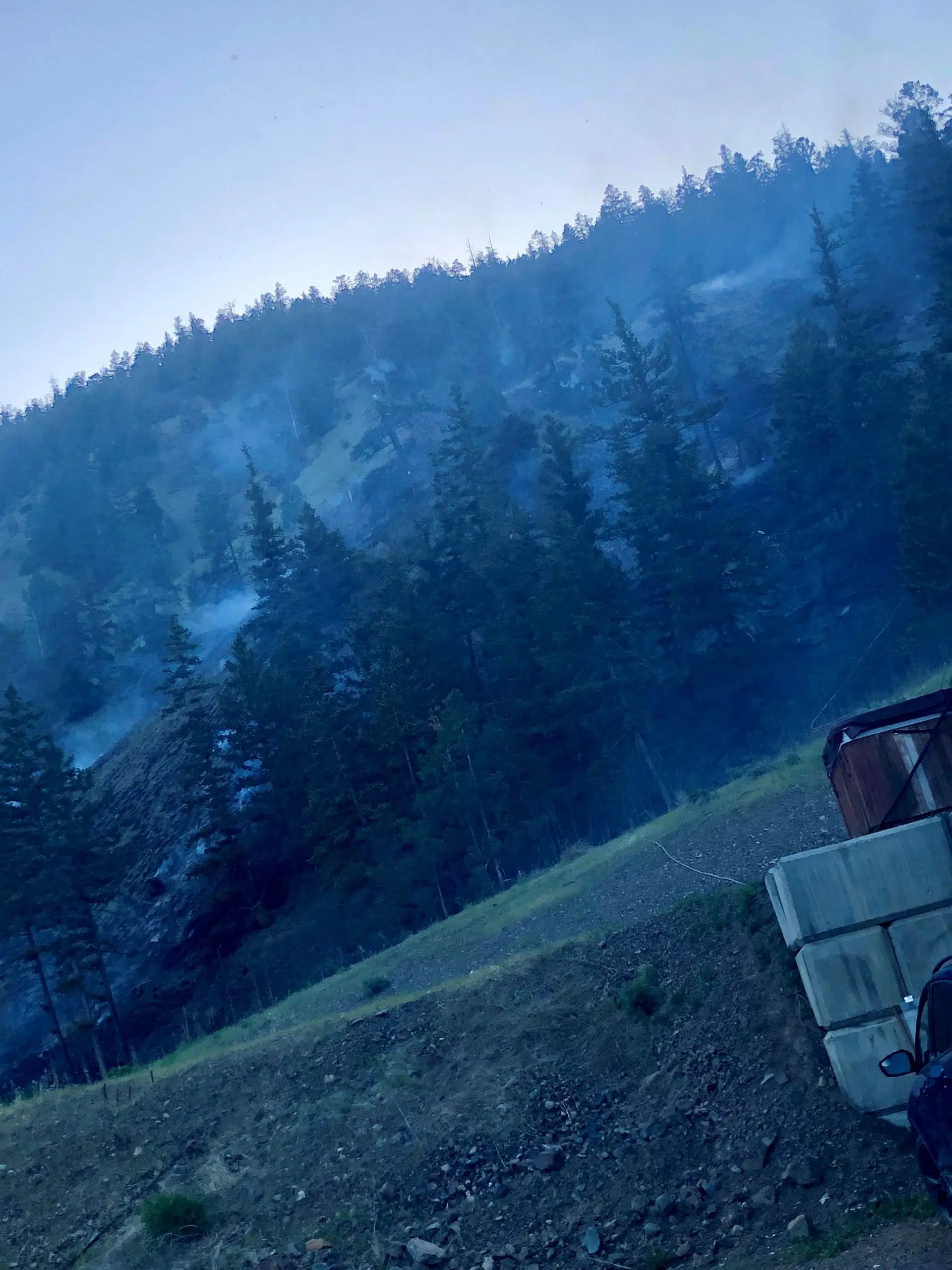 Fire near Campbell Creek Road in Barnhartvale yesterday has been taken