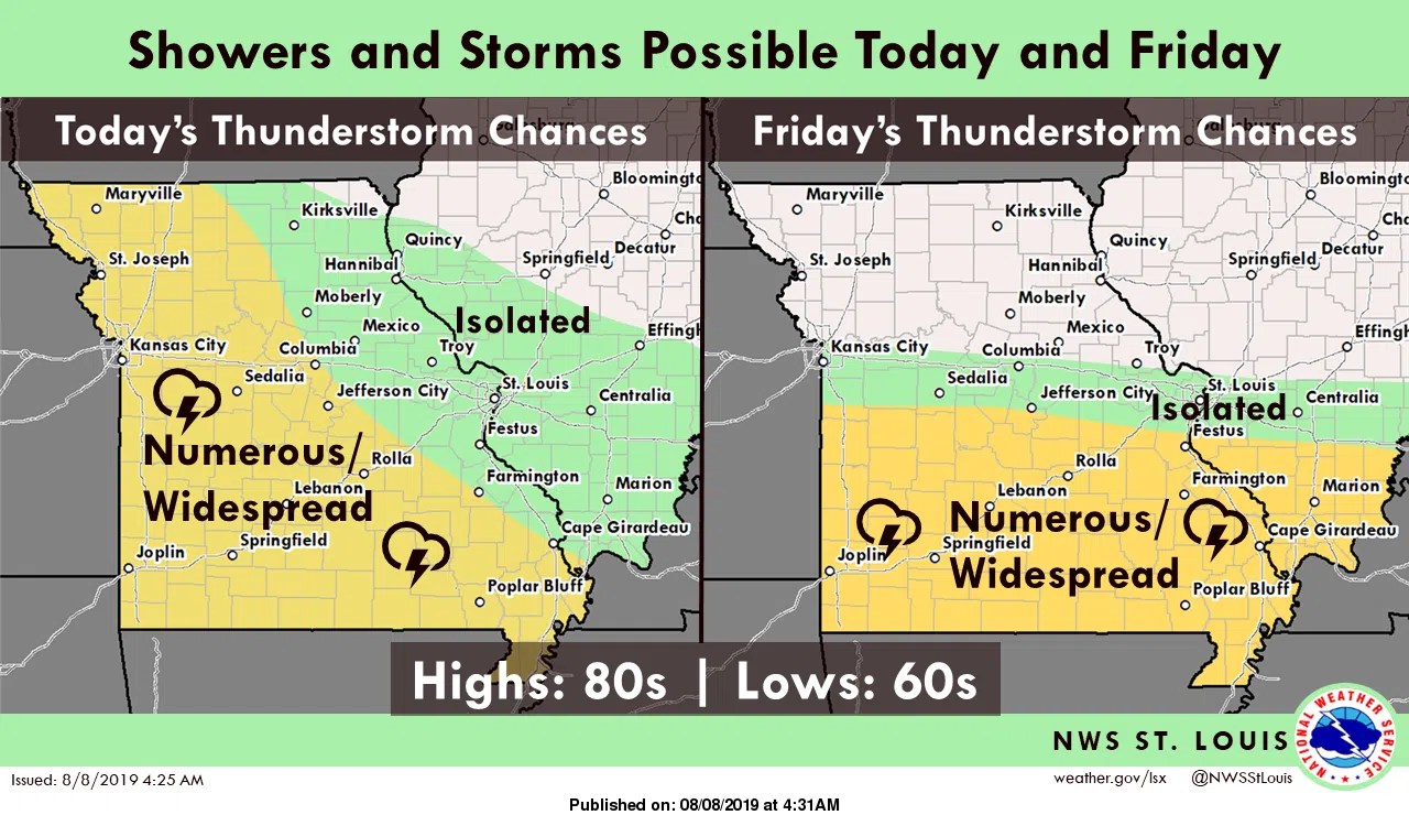 Chance of some isolated thunderstorms this afternoon & tonight