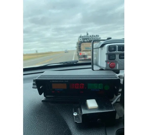 Speeding ticket of almost 600 issued to transport truck driver in