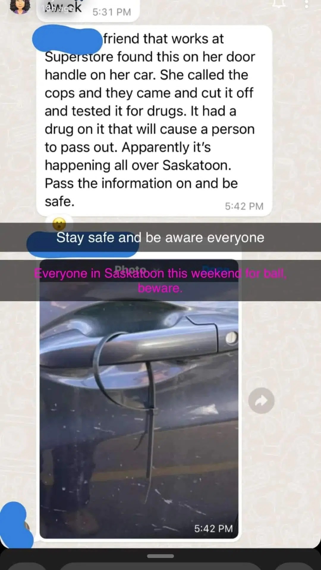 No reports of drugged zip ties despite viral post Saskatoon police