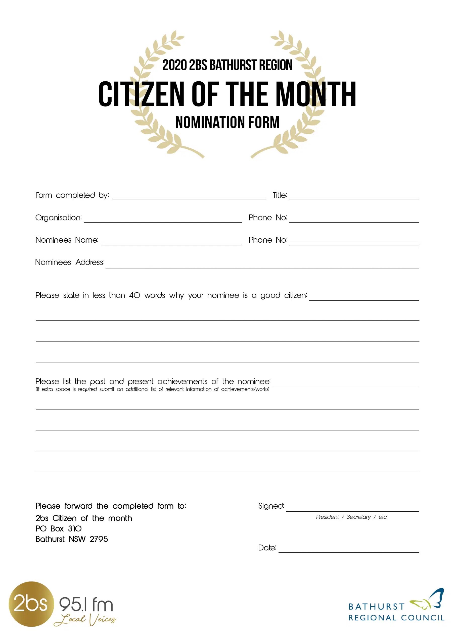 Nomination Forms 2BS 95.1 FM