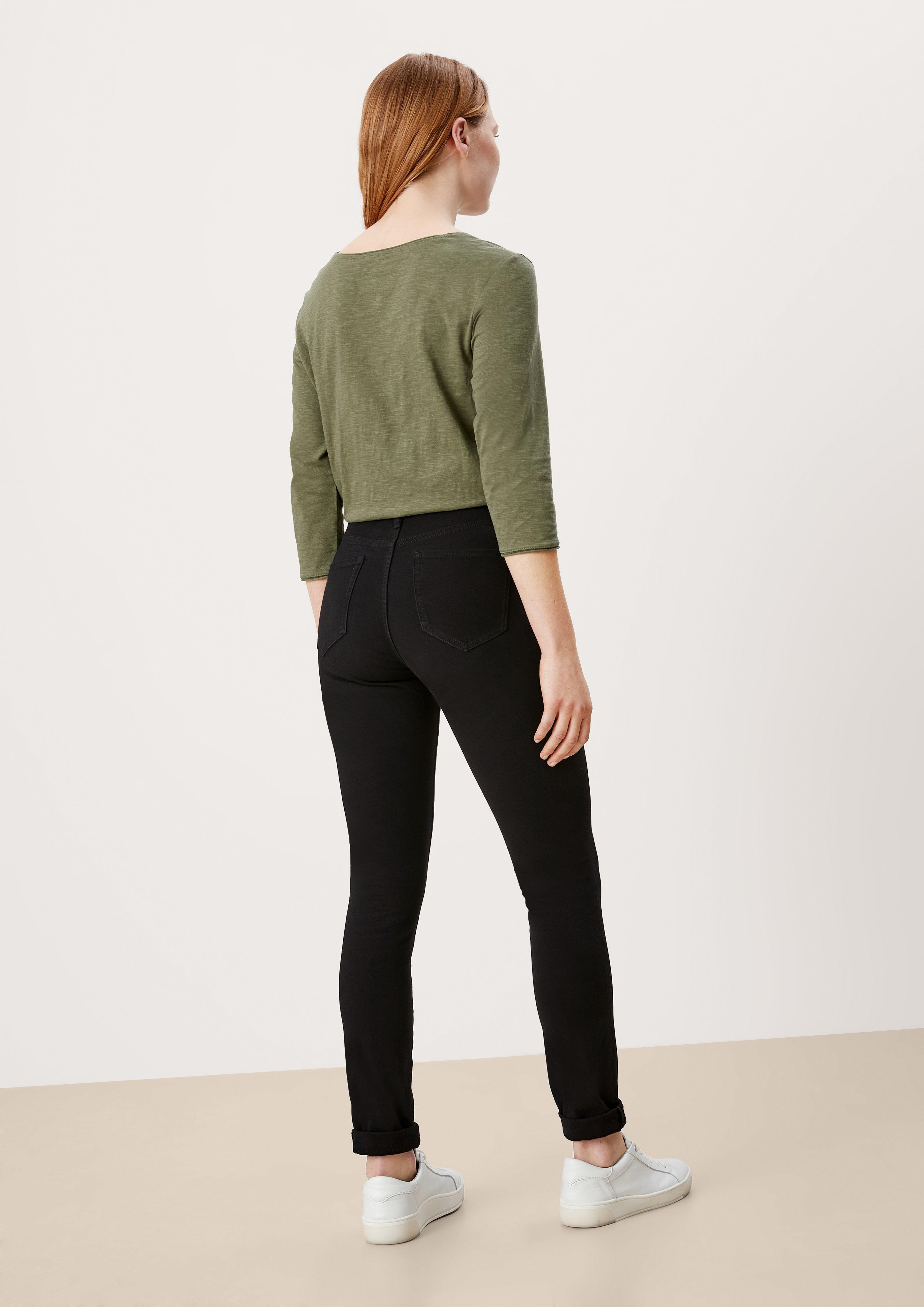 Skinny jeans met hoge band zwart s.Oliver