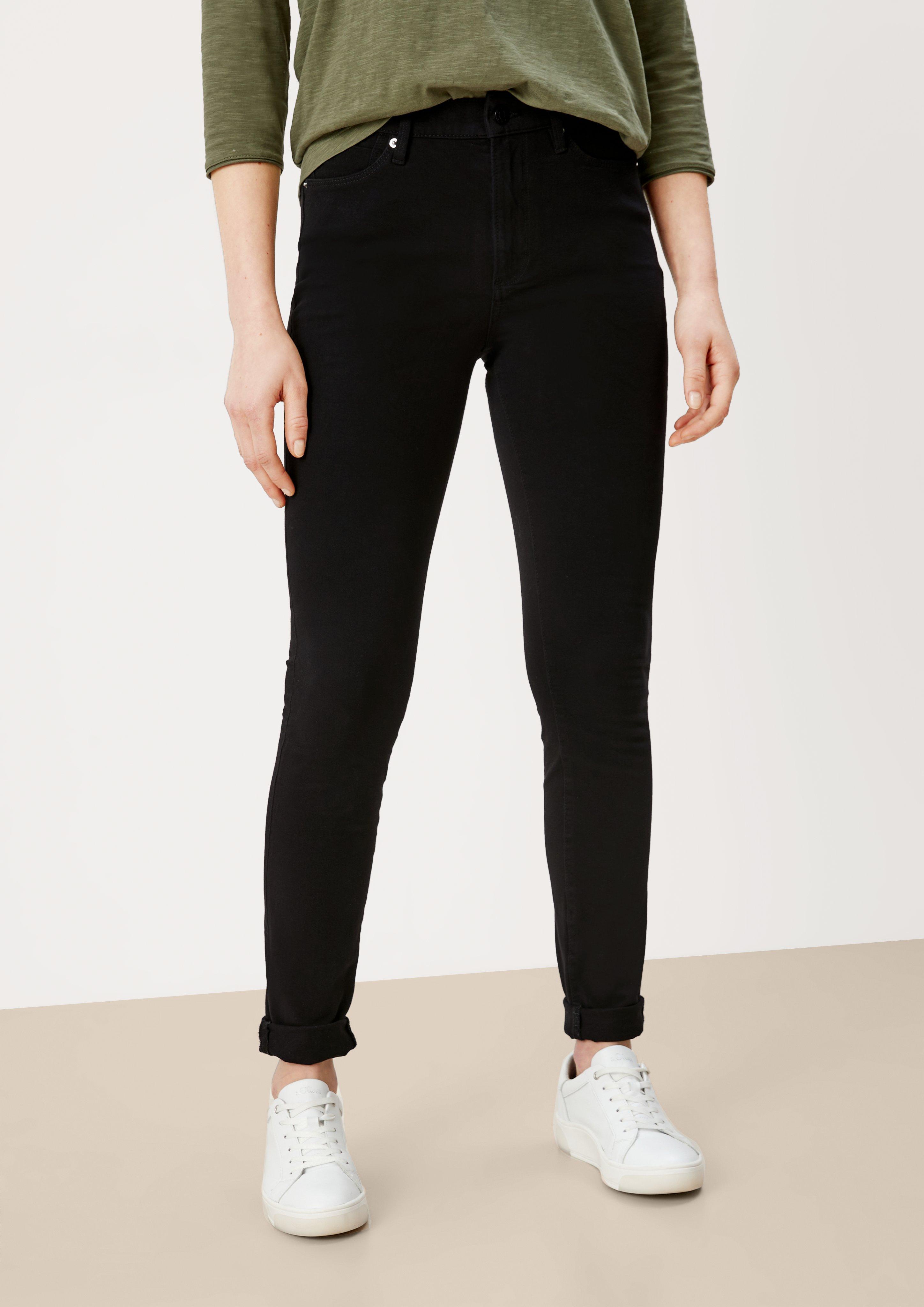 Skinny jeans met hoge band zwart s.Oliver