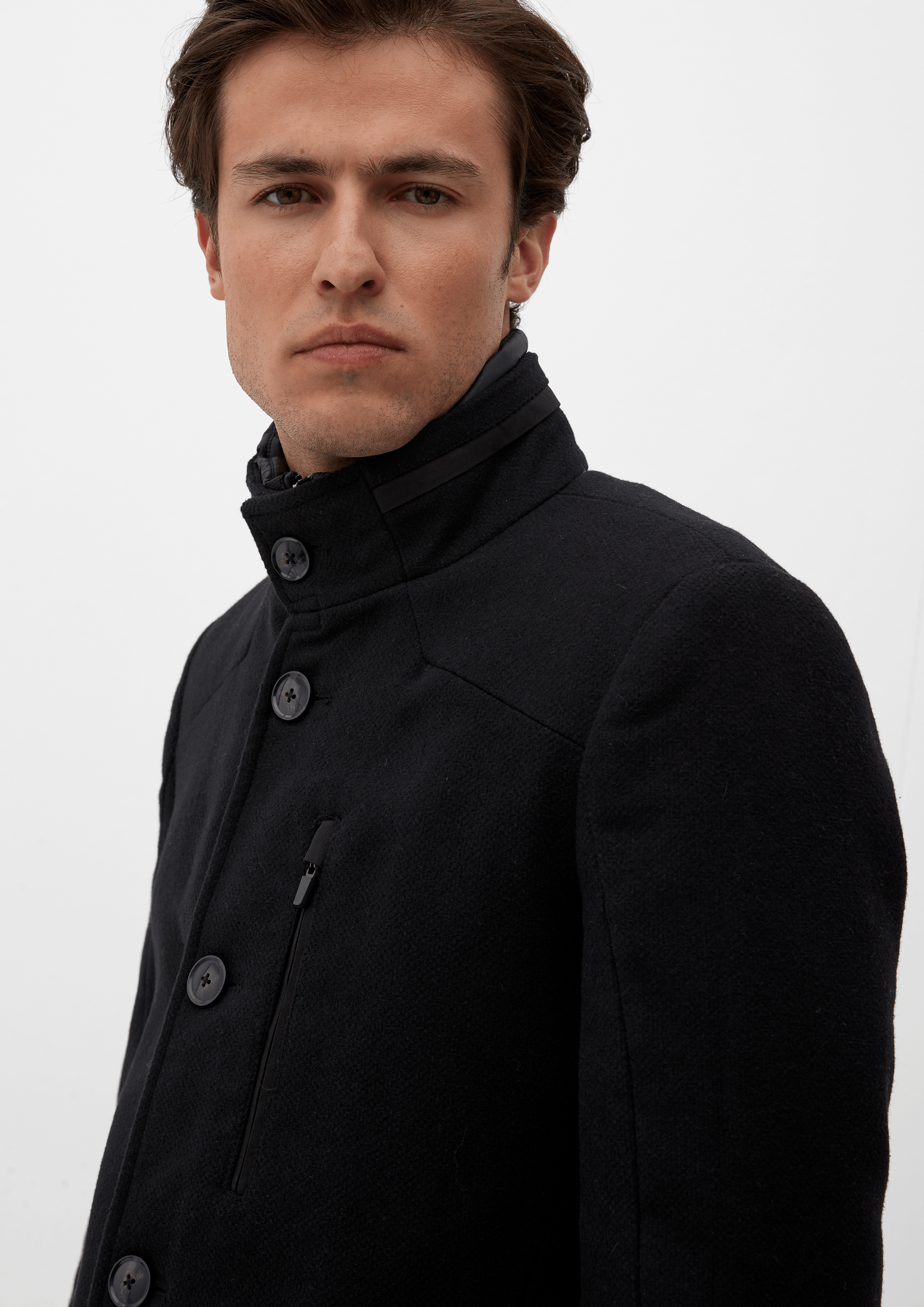 Wool blend coat with a standup collar navy s.Oliver