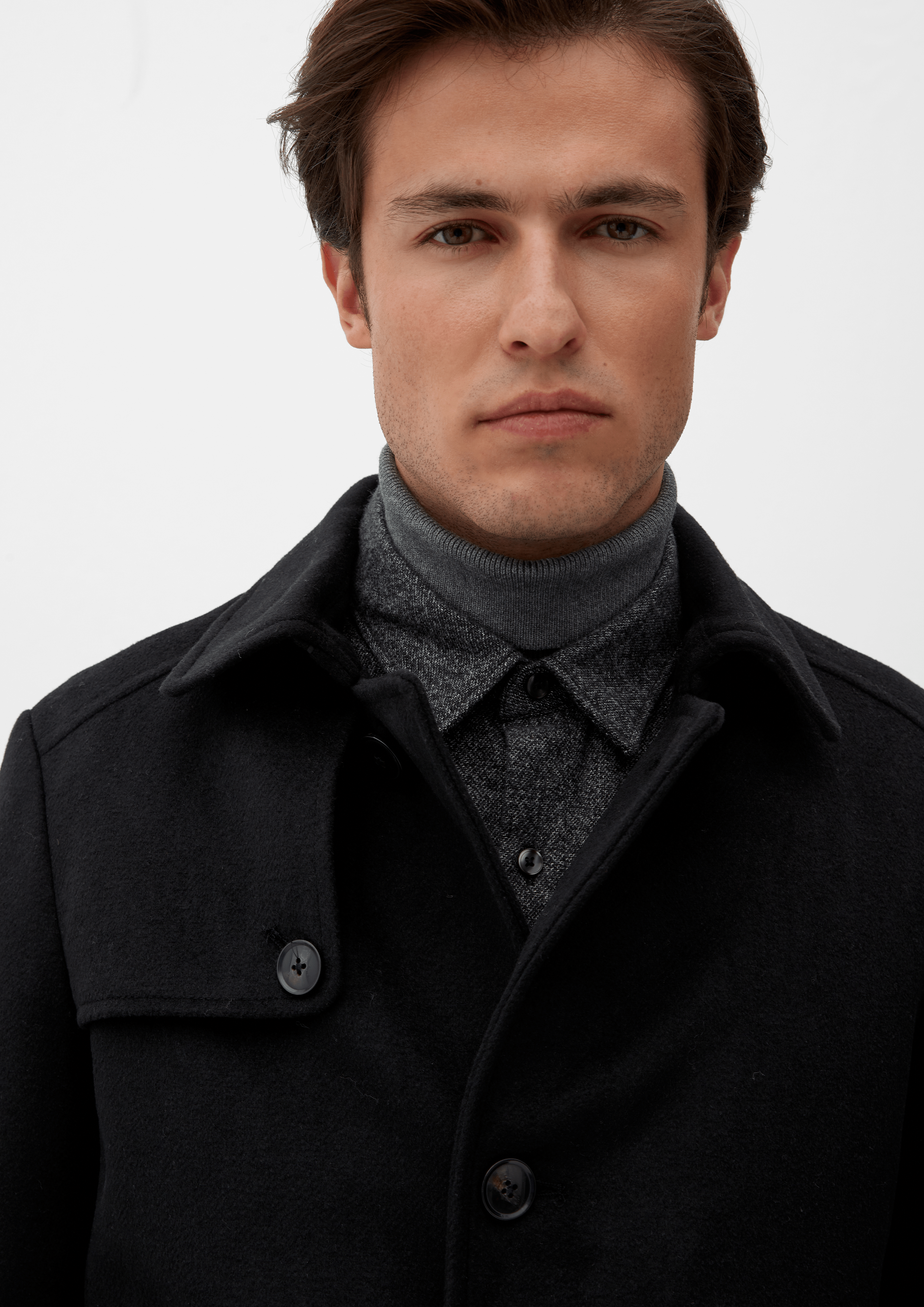 Wool blend coat with lapel collar cognac s.Oliver