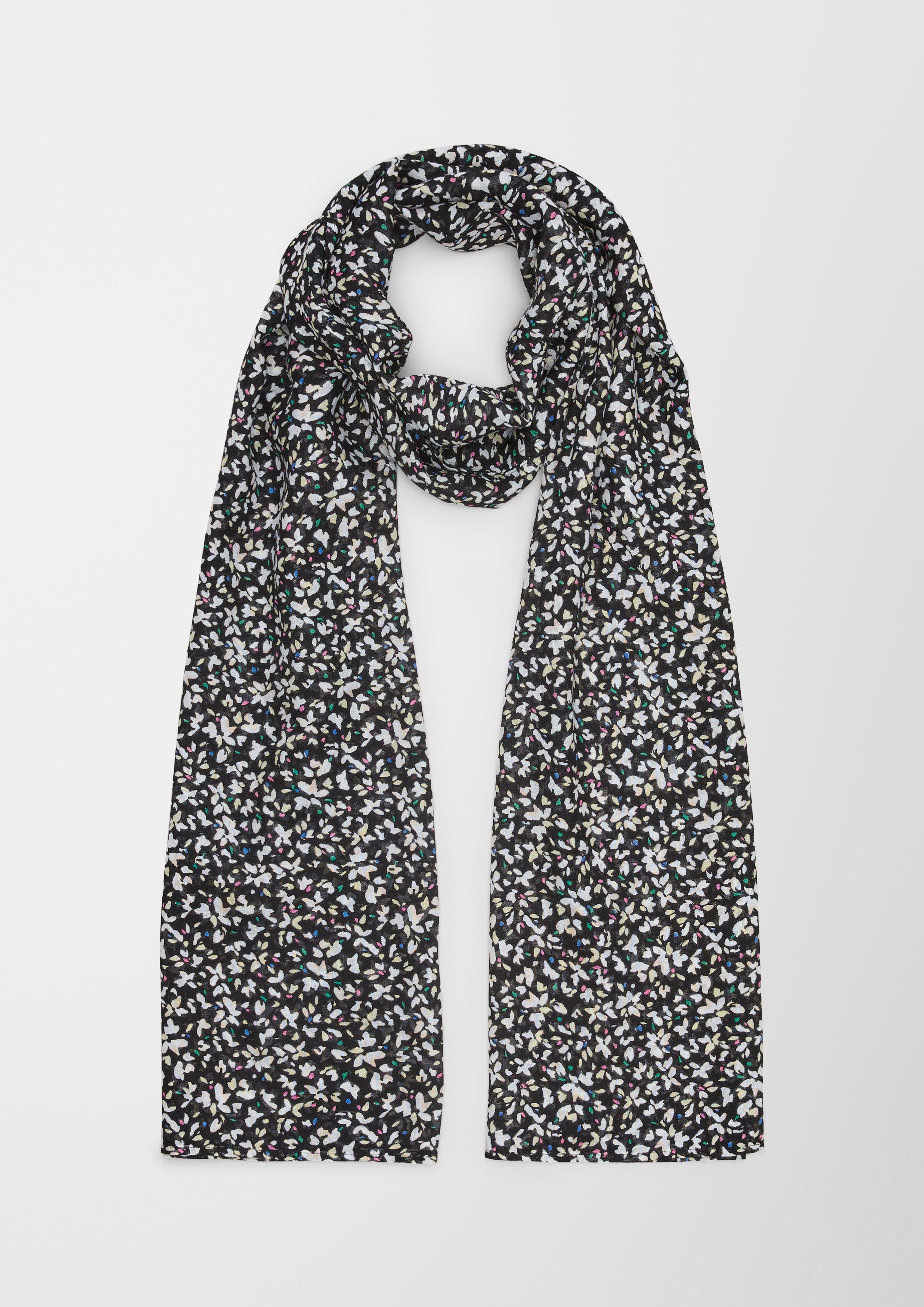 Viscose scarf with floral pattern light blue s.Oliver