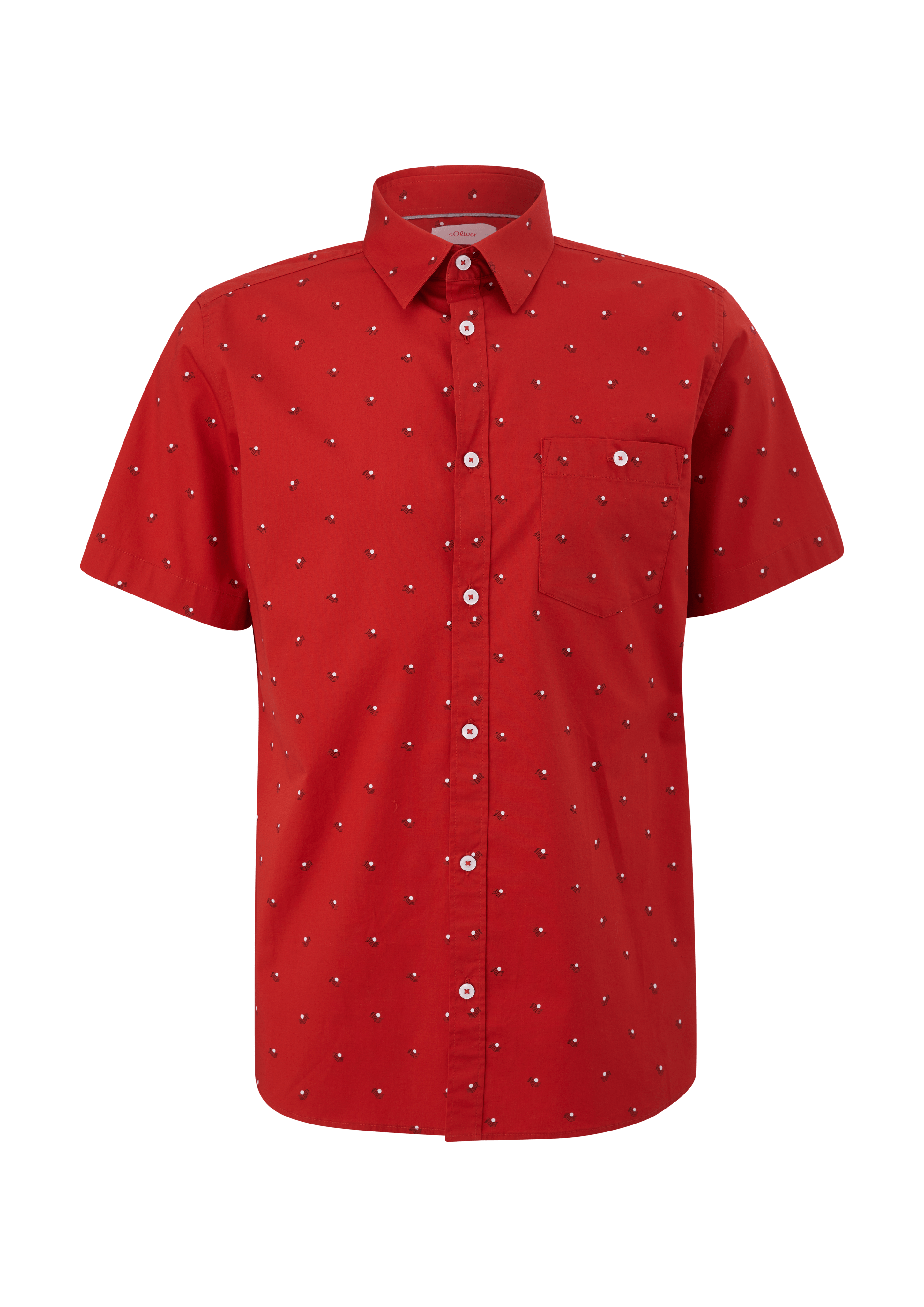 Slim fit Short sleeve shirt with an allover print white s.Oliver