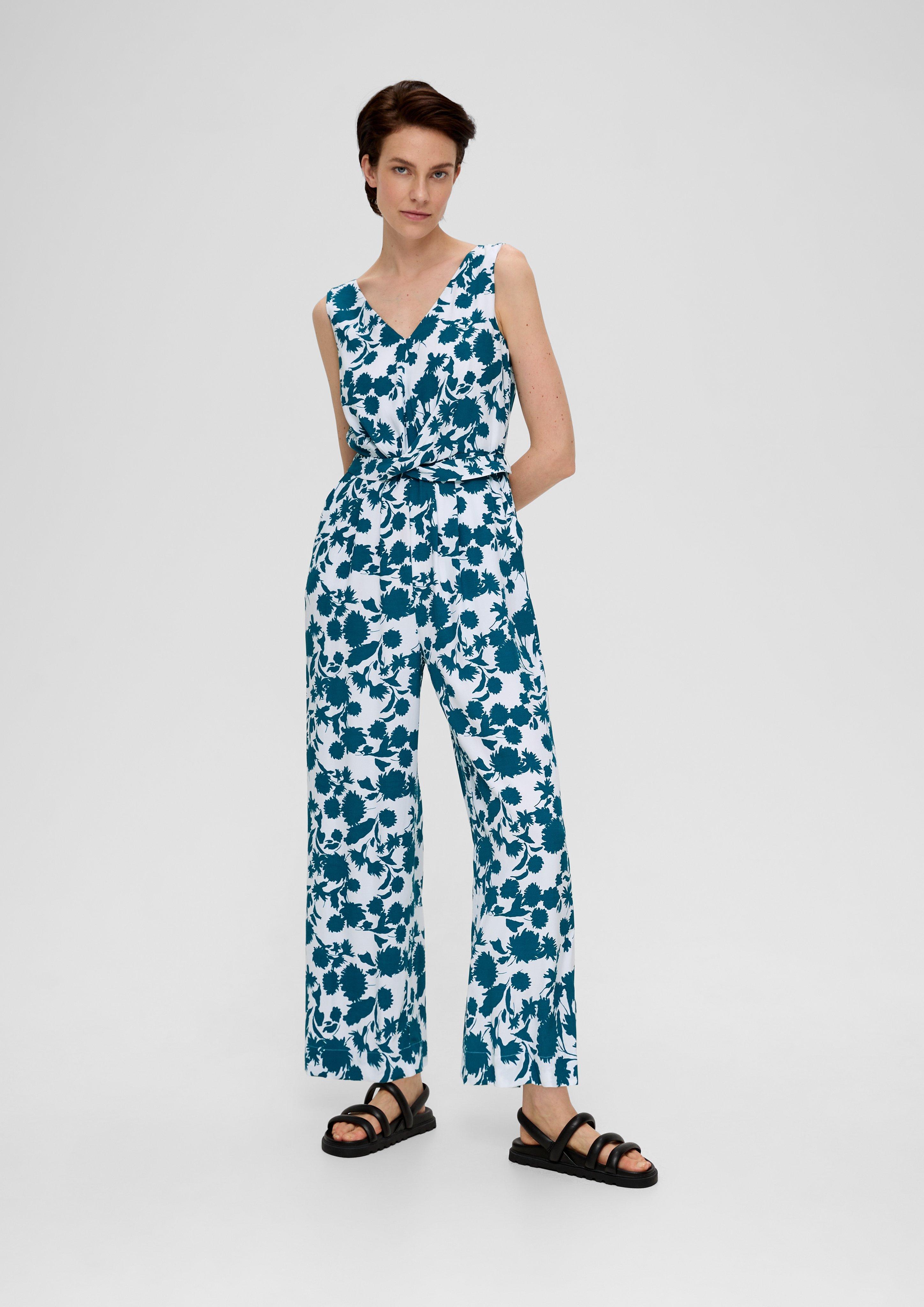 ViskoseJumpsuit mit Taillengürtel petrol s.Oliver