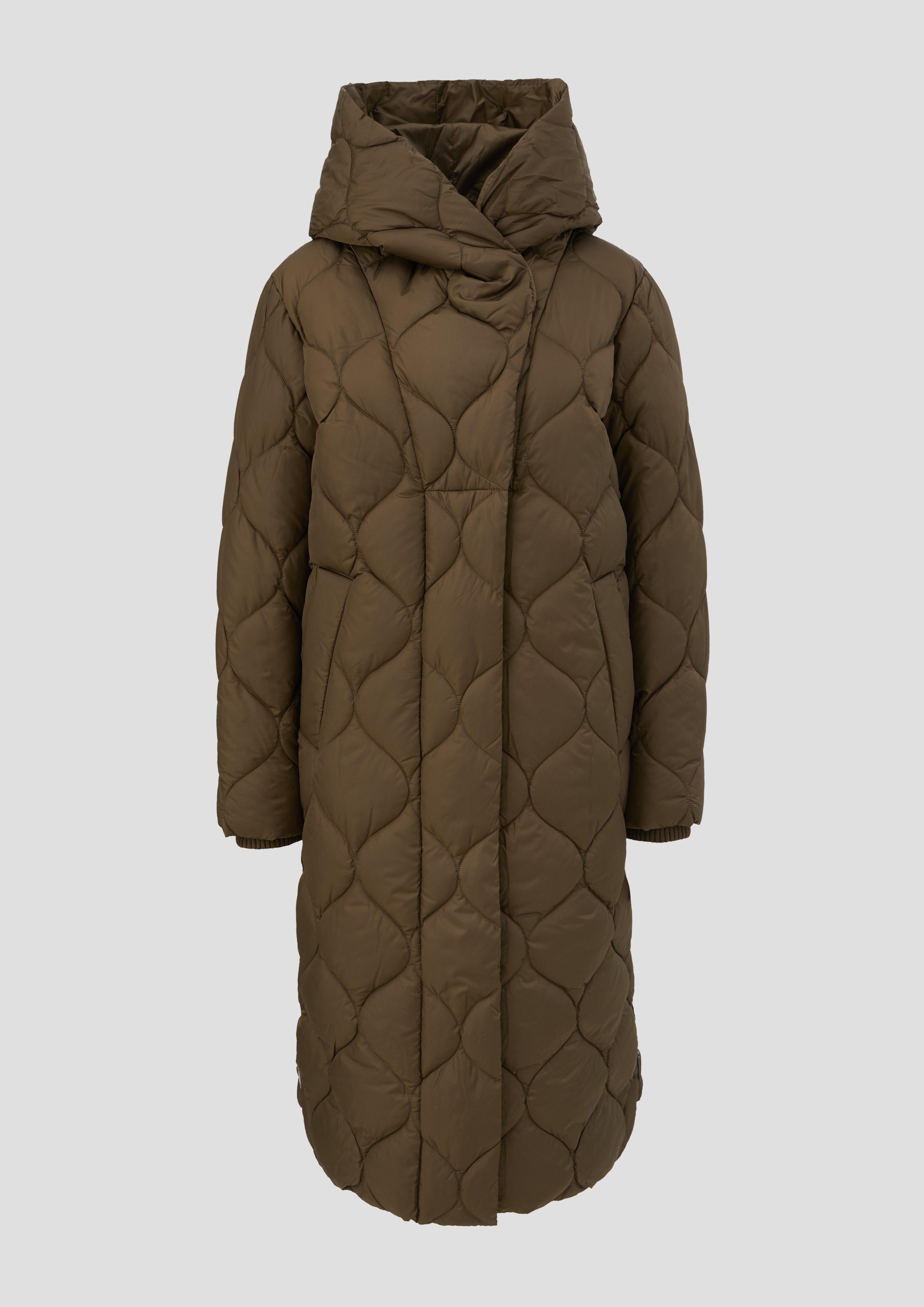 Long quilted coat with a hood olive s.Oliver