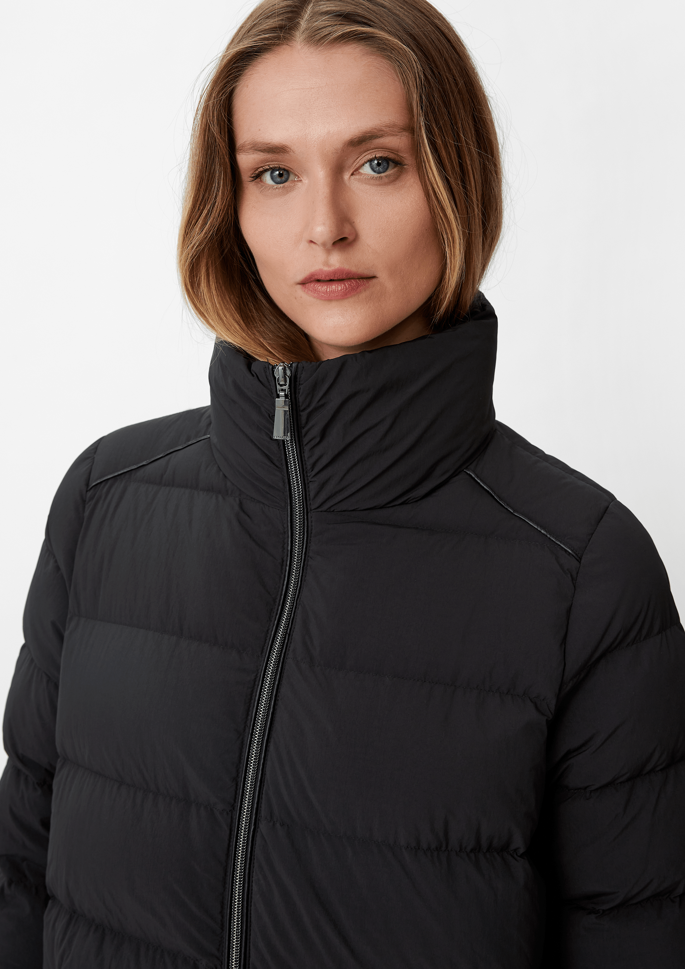 Quilted coat with a standup collar black Comma