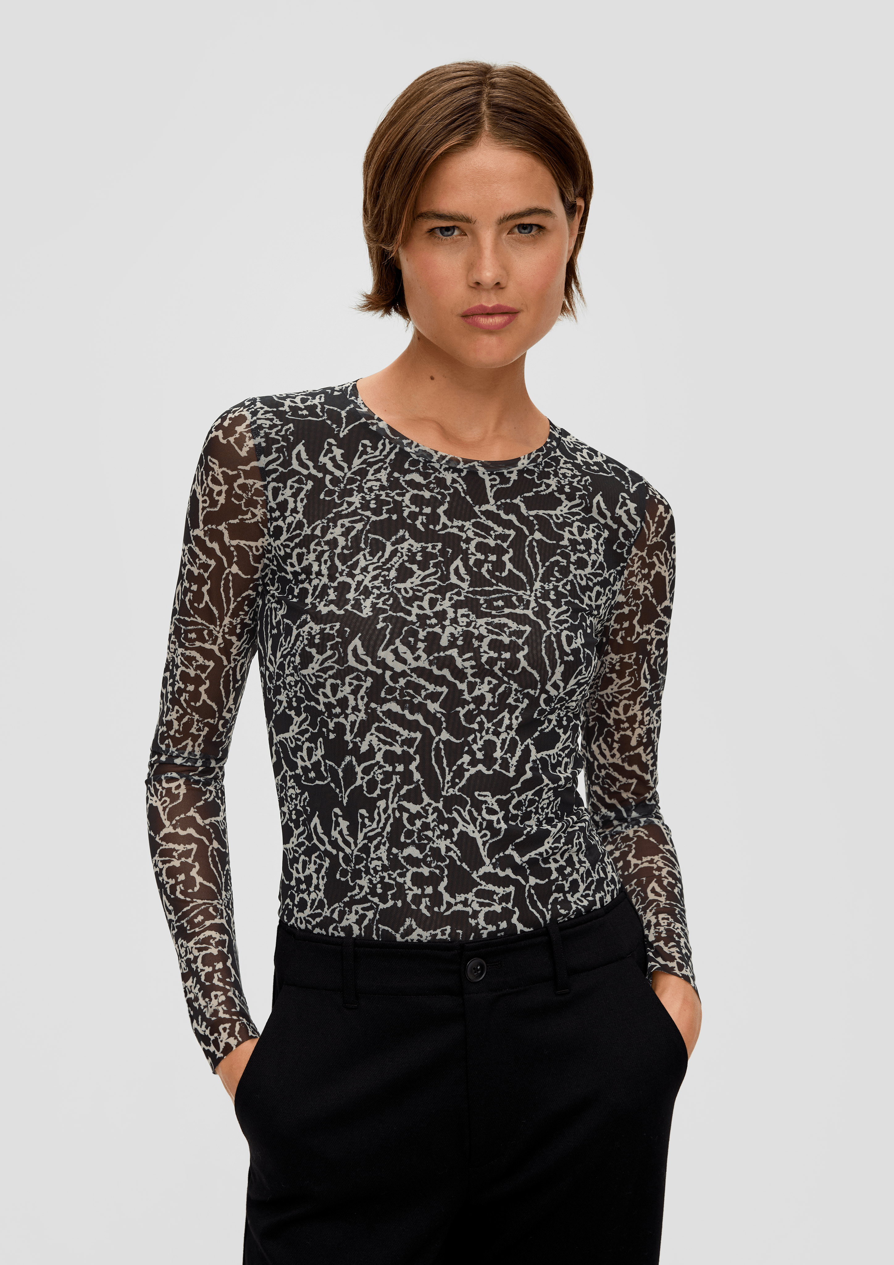Mesh long sleeve top black s.Oliver