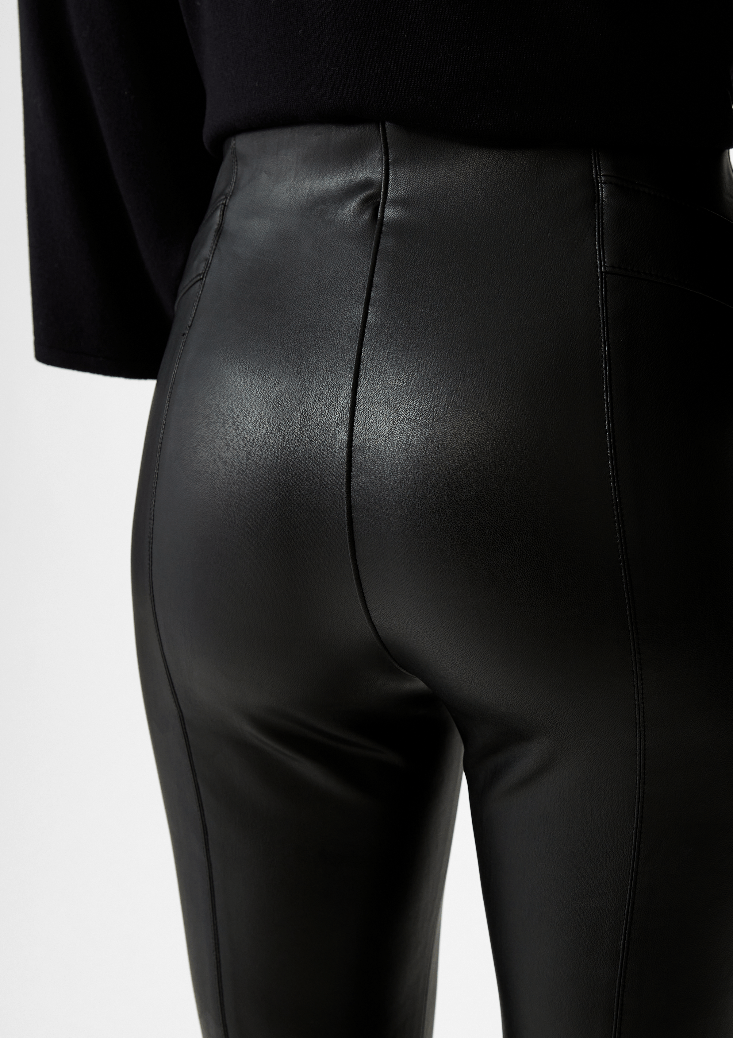 Slim fit faux leather trousers black Comma