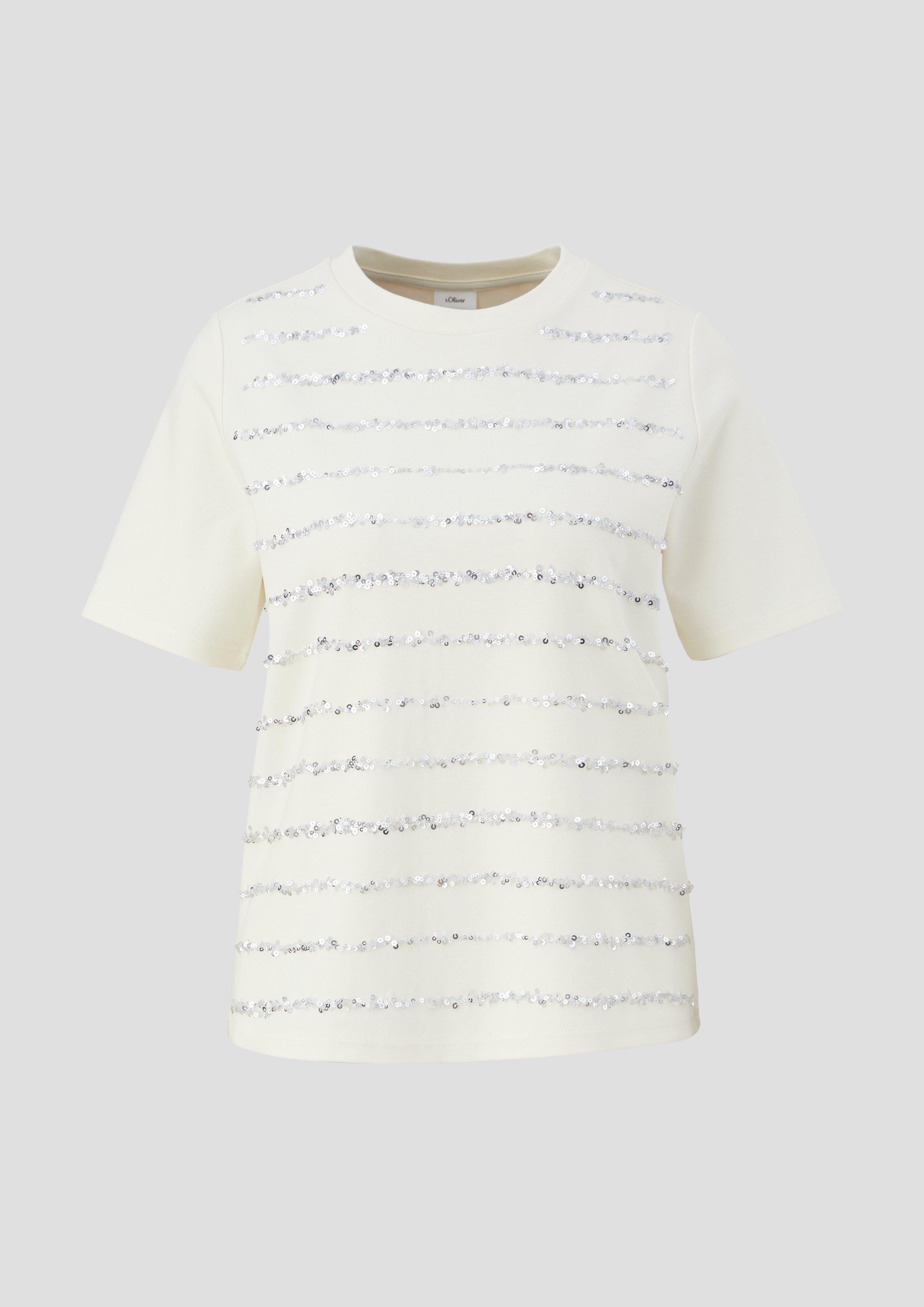Tshirt en coton à paillettes crème s.Oliver