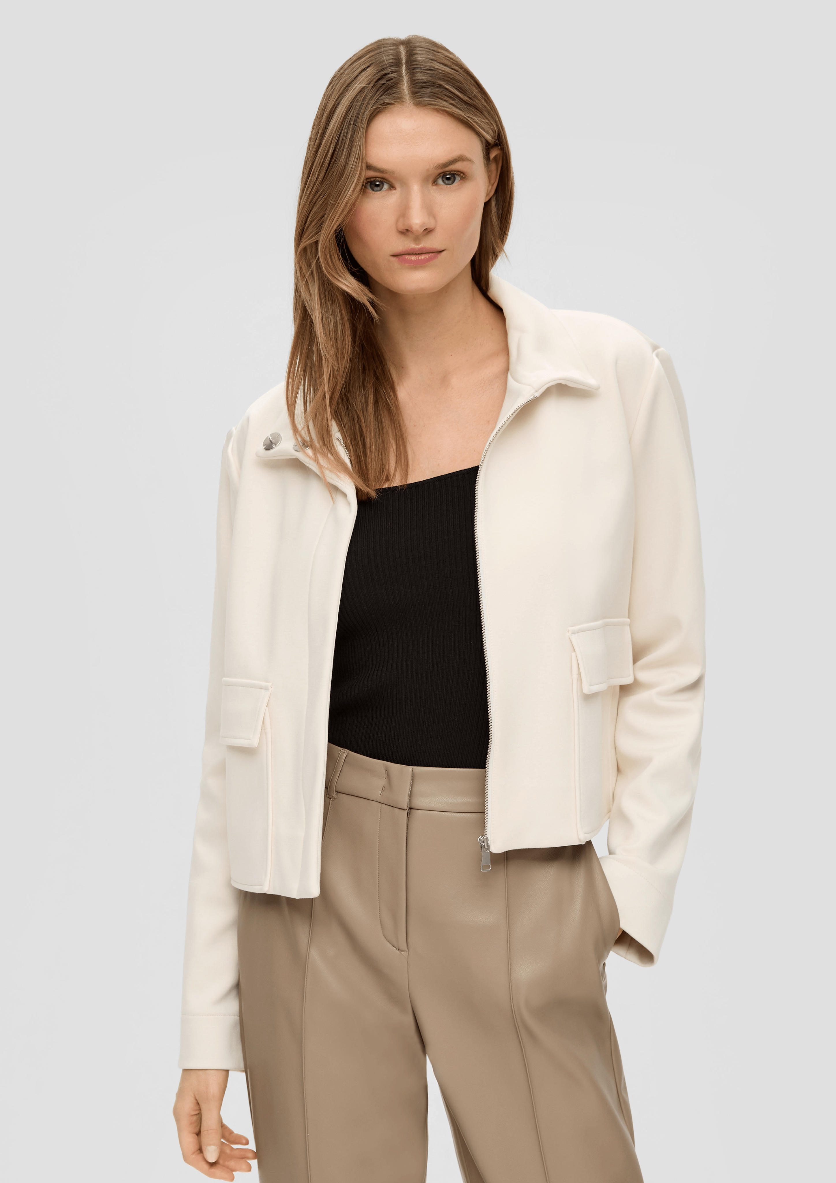 Jersey jacket with a standup collar cream s.Oliver