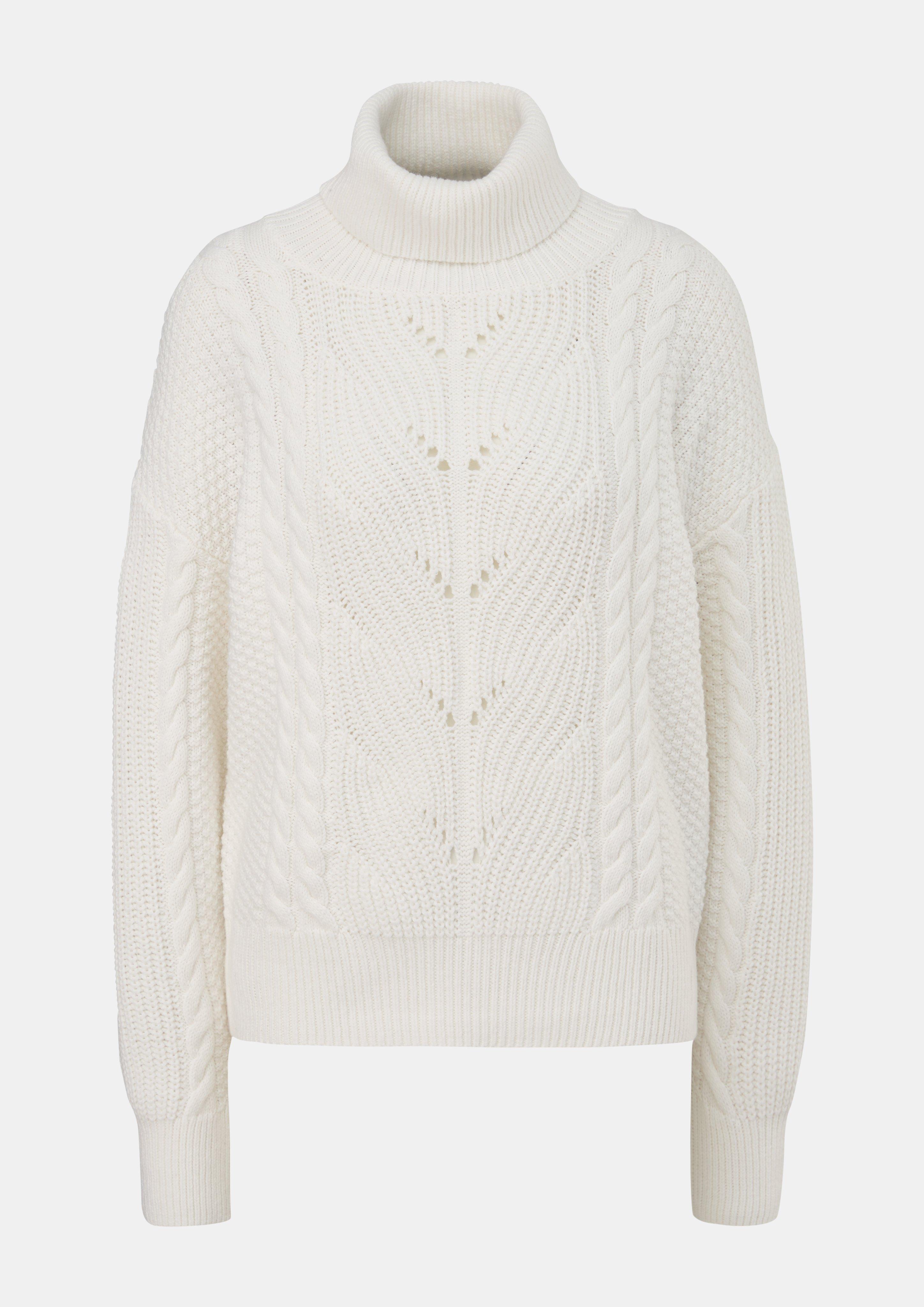 Knitted jumper with an openwork pattern white Comma
